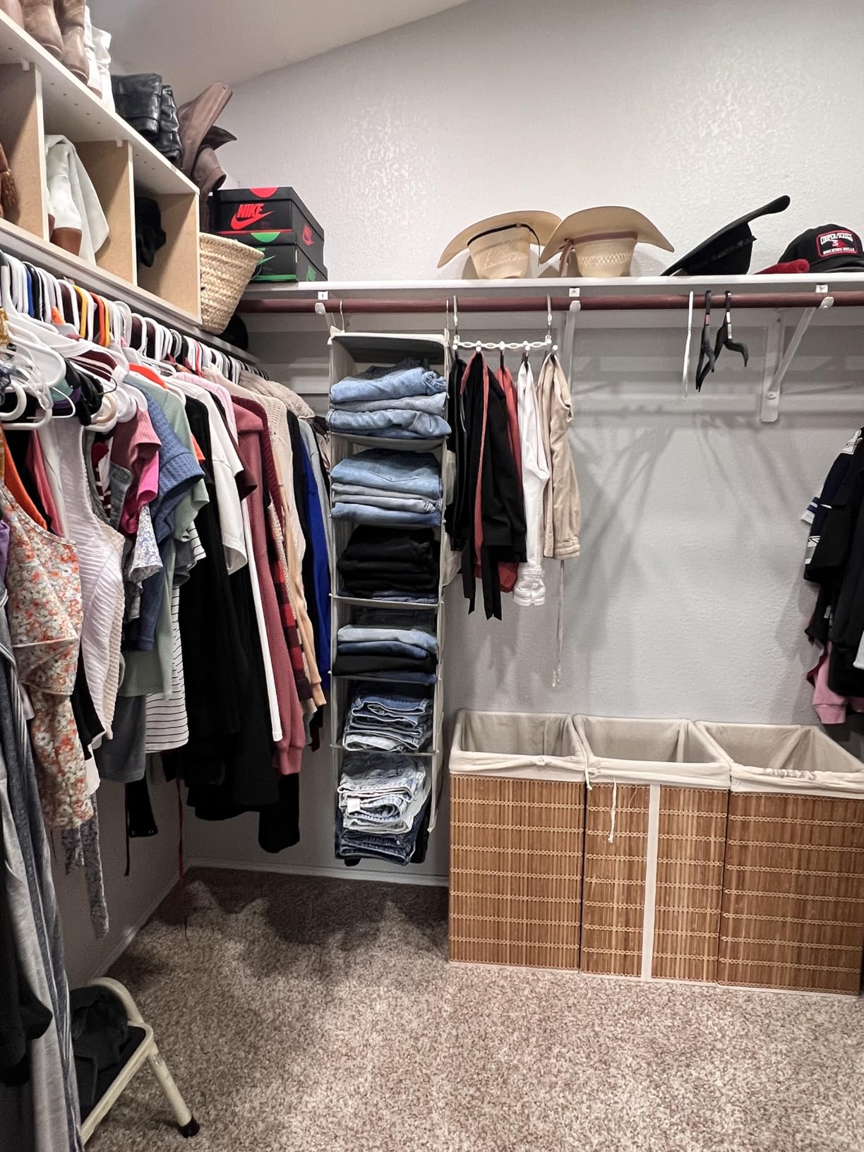 YOUDENOVA Hanging Closet Organizer, 6-Shelf Closet Hanging Storage Shelves, 2 Packs, Grey customer photo 1