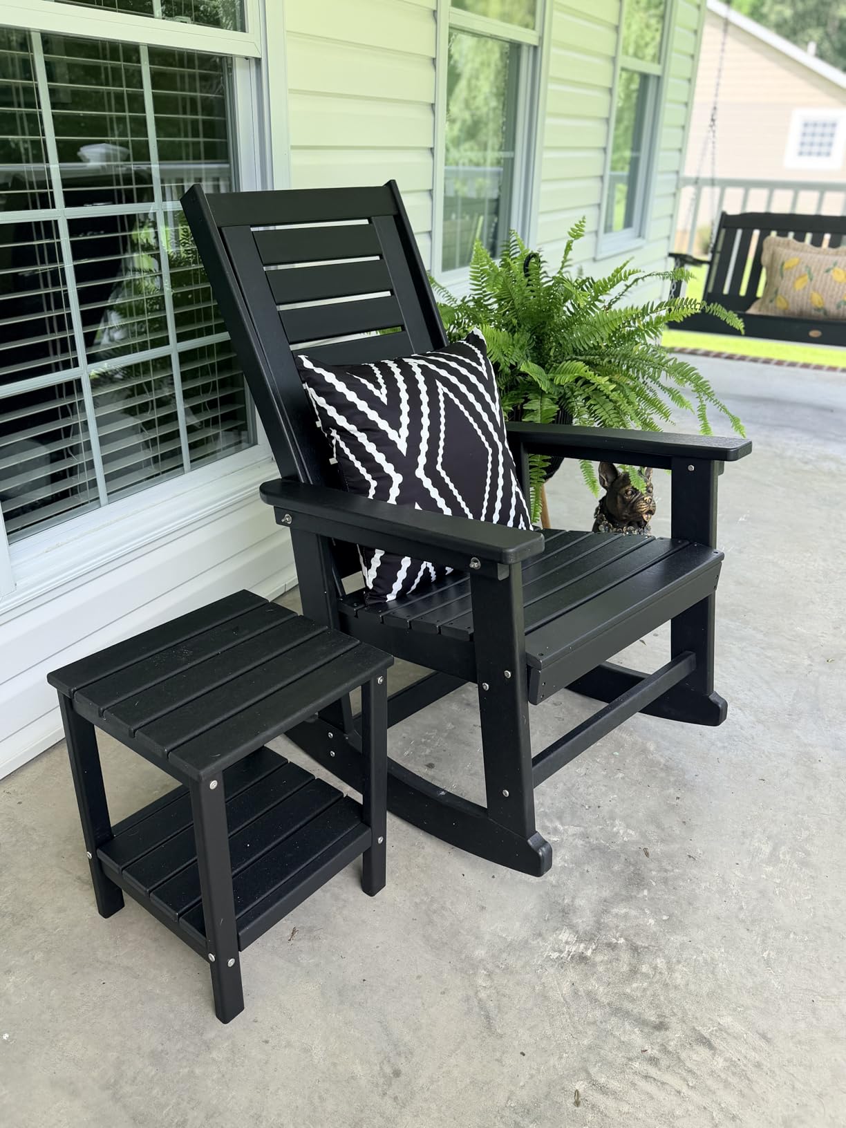 GREENVINES Oversized Outdoor Rocking Chairs Set of 2, HDPE Rocker, Black | 21.7