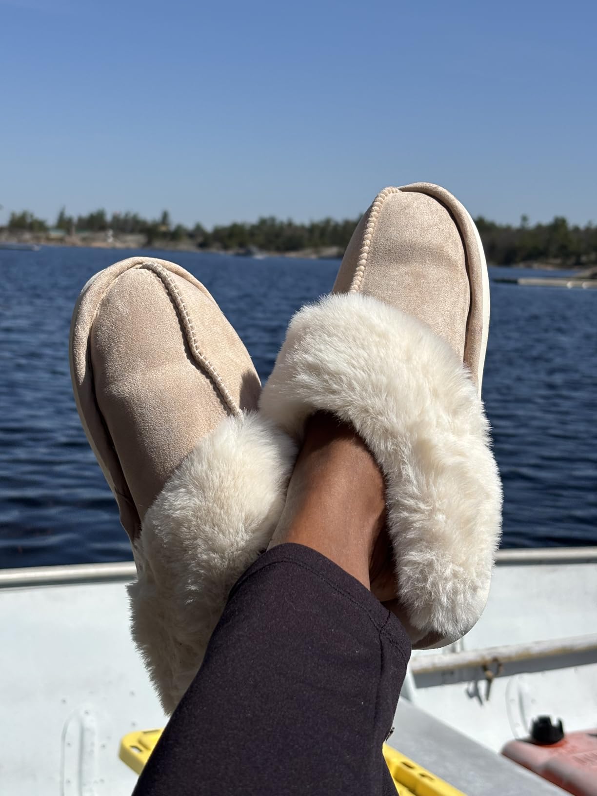 Womens Fuzzy Slippers Memory Foam Warm Cozy Indoor House Shoes | Fluffy, Comfy, Winter, Faux Fur, Indoor Outdoor, Non-Slip, Slip On, Home, Bedroom customer photo 2
