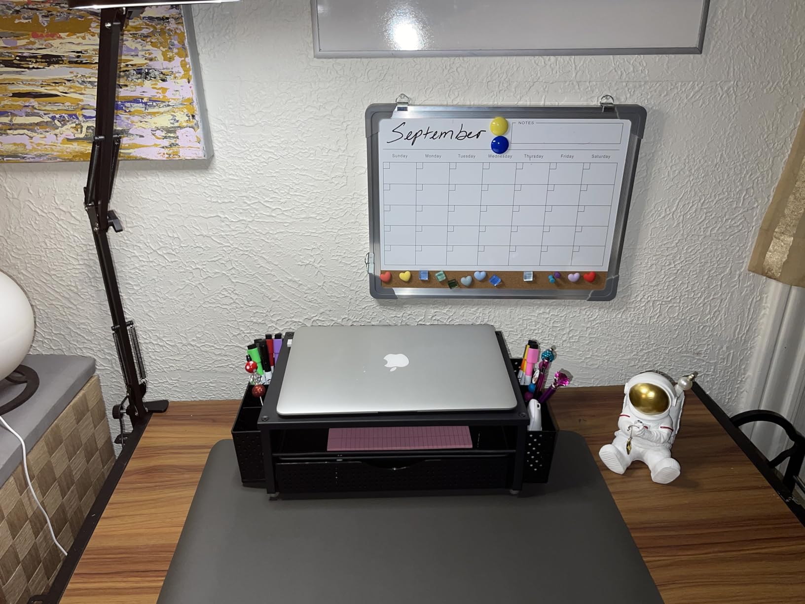 Monthly Calendar Whiteboard for Wall, Dry Erase Board with Cork Board Combo | 17