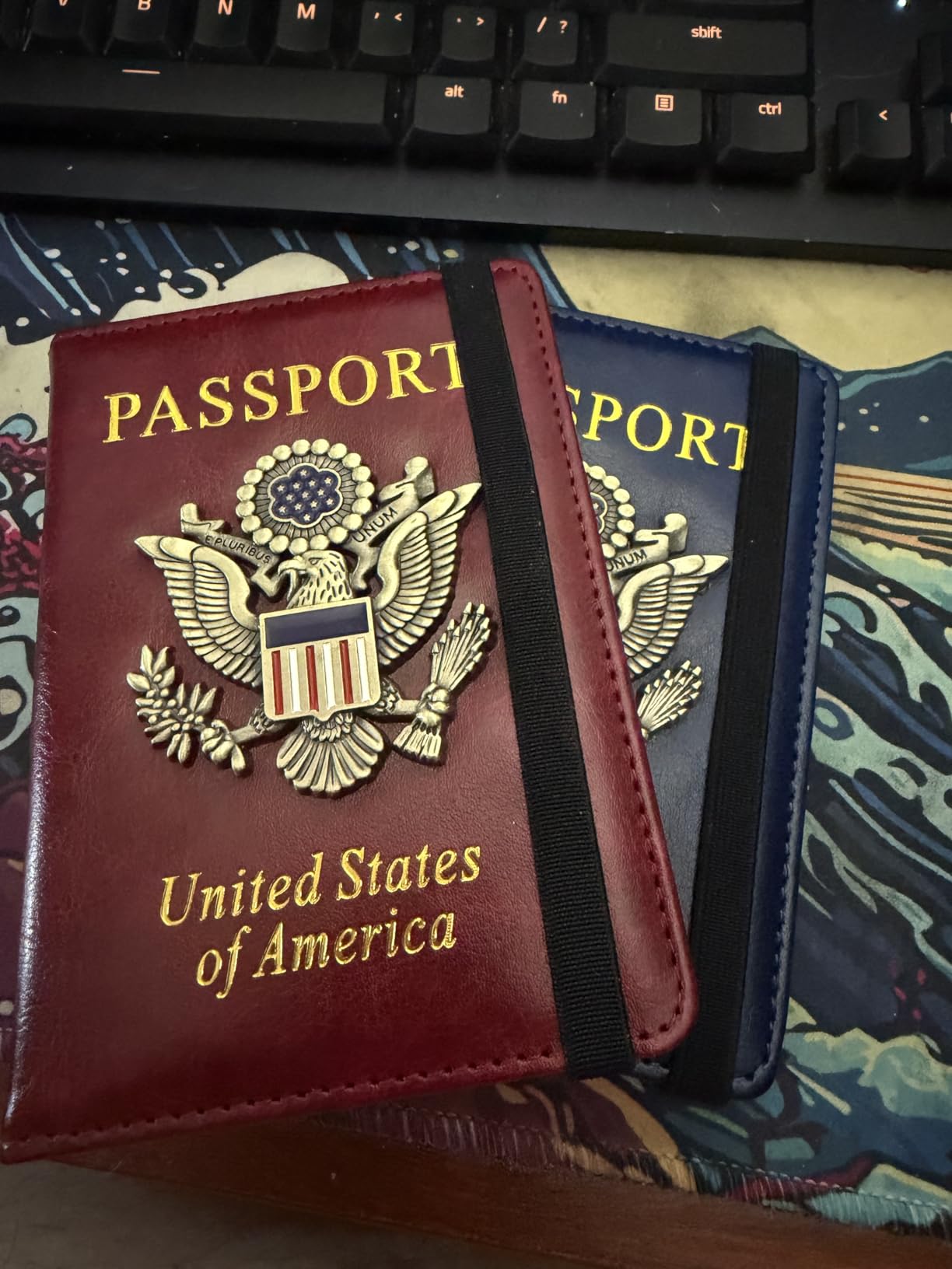 TOURSUIT RFID Blocking Passport Holder for Women Men, Leather Passport Travel Wallet with 3D Metal Badge, Travel Document Holder Cover Accessories (Dark Blue) customer photo 2
