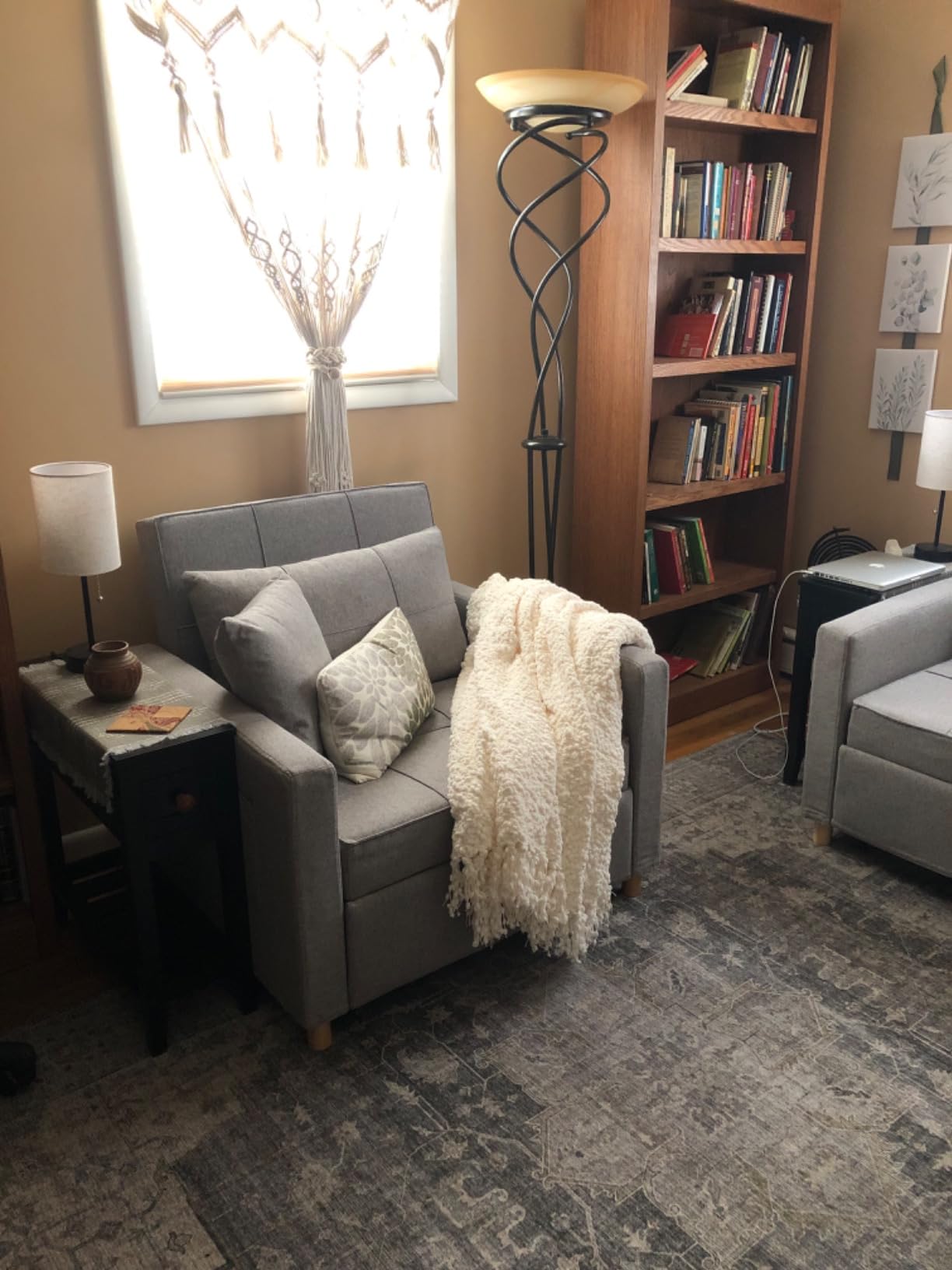 Amélie Home Chenille Knit Throw Blanket for Couch, Ivory, 50