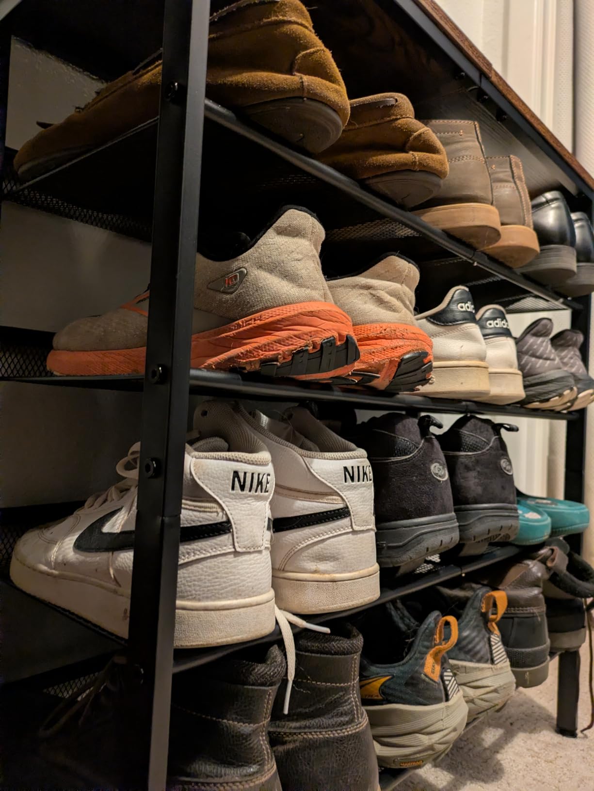HOOBRO Shoe Rack for Entryway, 5-Tier Shoe Organizer with Adjustable Mesh Shelves, 16-20 Pairs of Shoes, Industrial, Rustic Brown BF12XJ01 customer photo 1