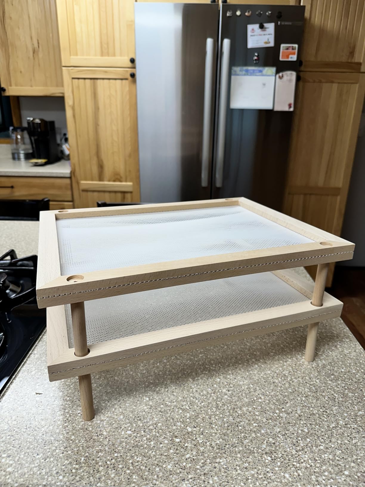 Cedilis Set of 2 Stackable Wood Pasta Herb Drying Rack, Food Dryer Stand with Net for Drying Seeds, Herb, Bud customer photo 2