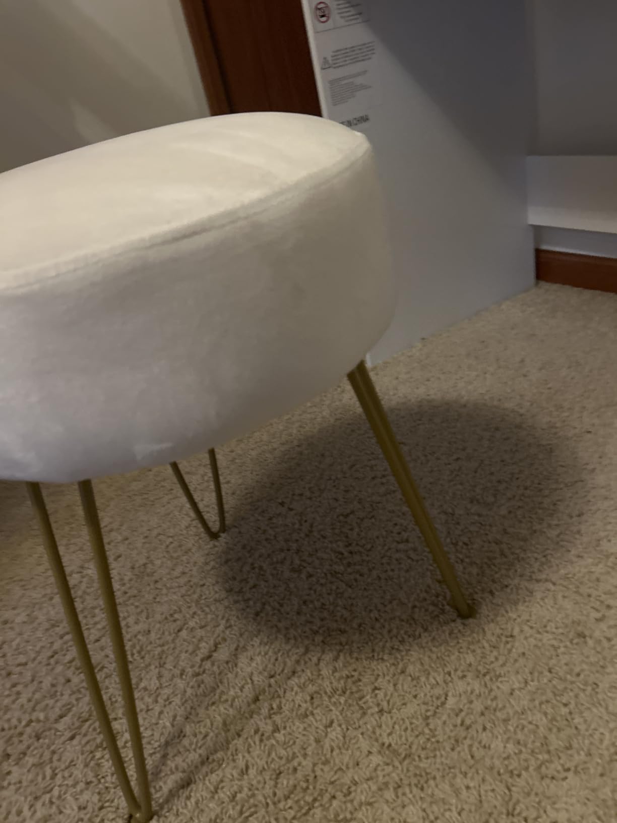 LUE BONA Vanity Stool, White Vanity Stools for Makeup Room, Round Ottoman Foot Stool, Velvet Footrest Vanity Chair for Bathroom Vanity, Bedroom, Living Room, Entryway, Offices customer photo 1