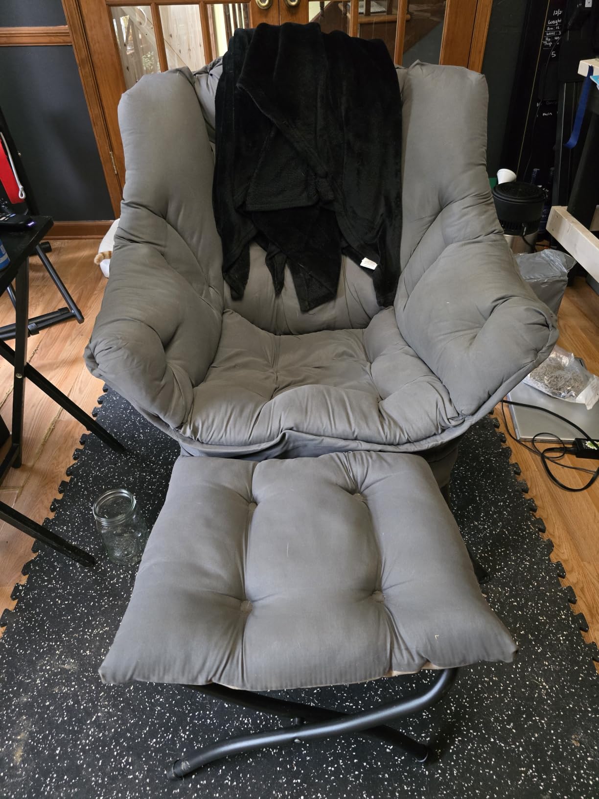 Tiita Modern Large Accent Chair with Ottoman, Comfy Leisure Sofa Armchair with Footrest, Reading Chair for Bedroom, Living Room, Dorm Rooms, Garden Dark Grey customer photo 1