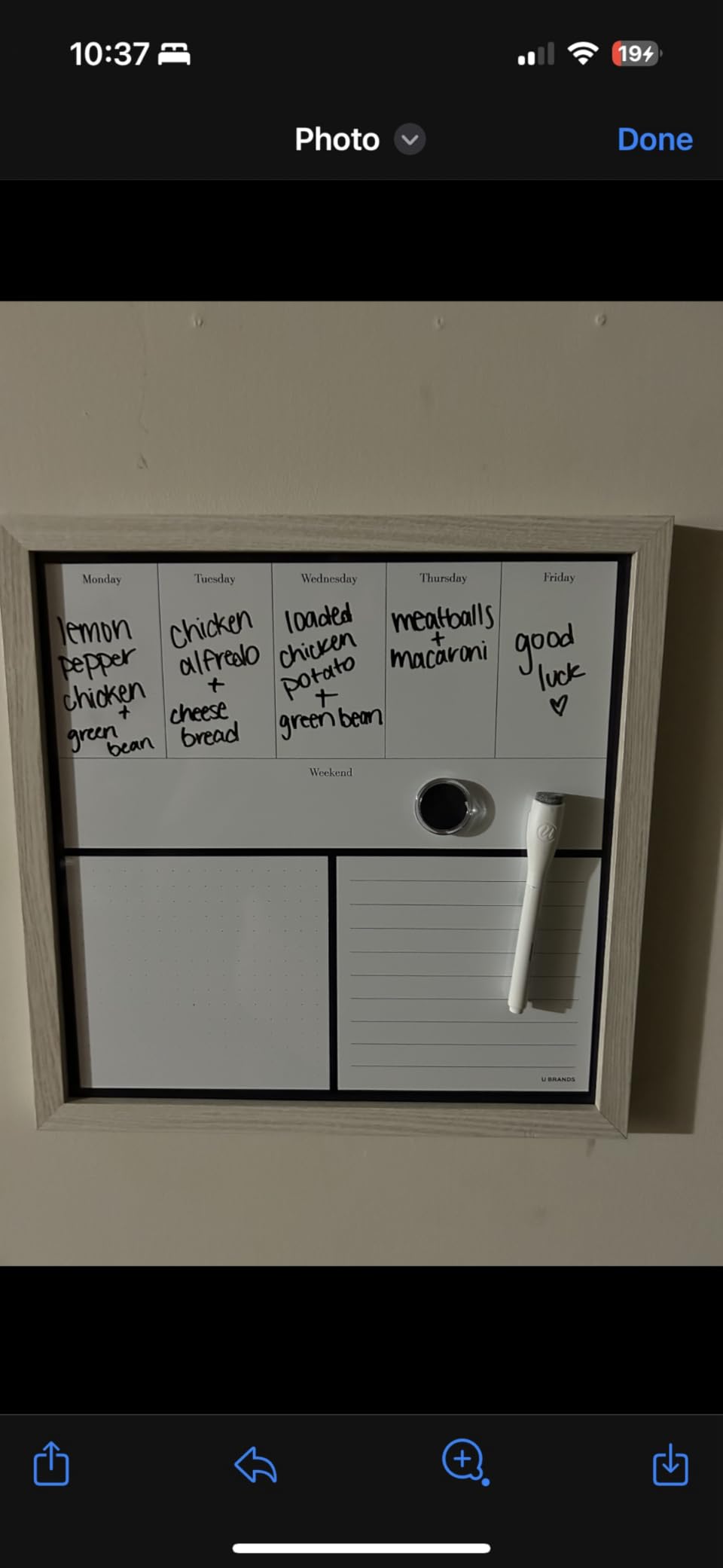 U Brands Rustic Weekly Dry Erase Board with White Wooden Frame, Office Supplies, 14