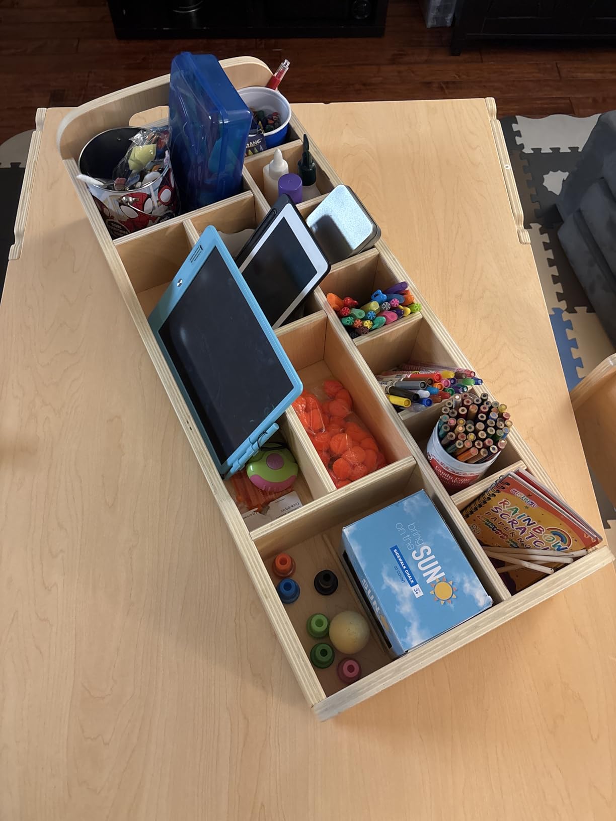 GDLF Kids Art Table and Chairs Set, Craft Desk with Large Storage and Portable Art Supply Organizer for Children Ages 8-12, 47