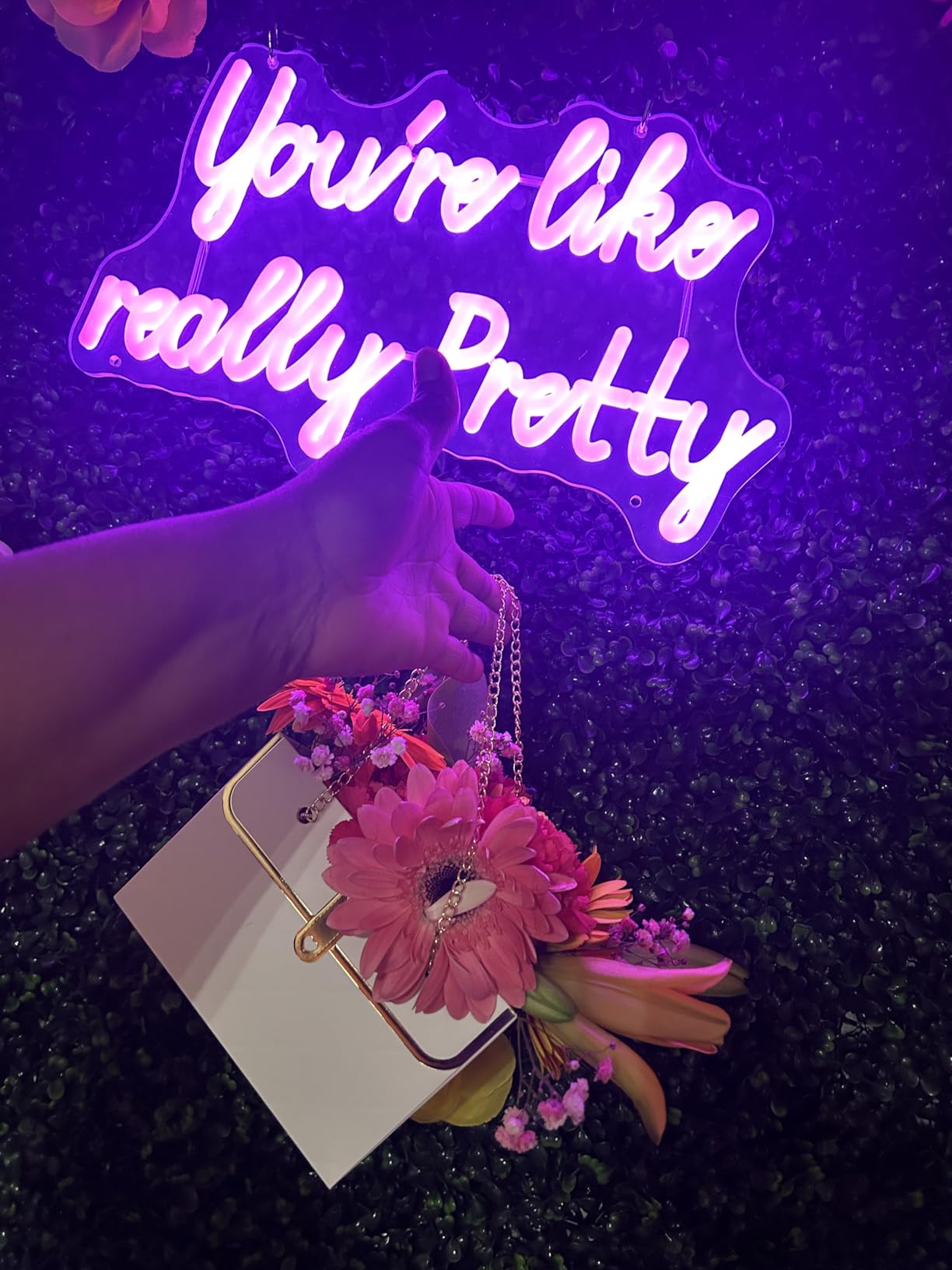 You are like really pretty Led Neon Sign, neon lights with USB for room decor, Pink neon sign for teen girl room decor, light up sign for wall decor customer photo 2