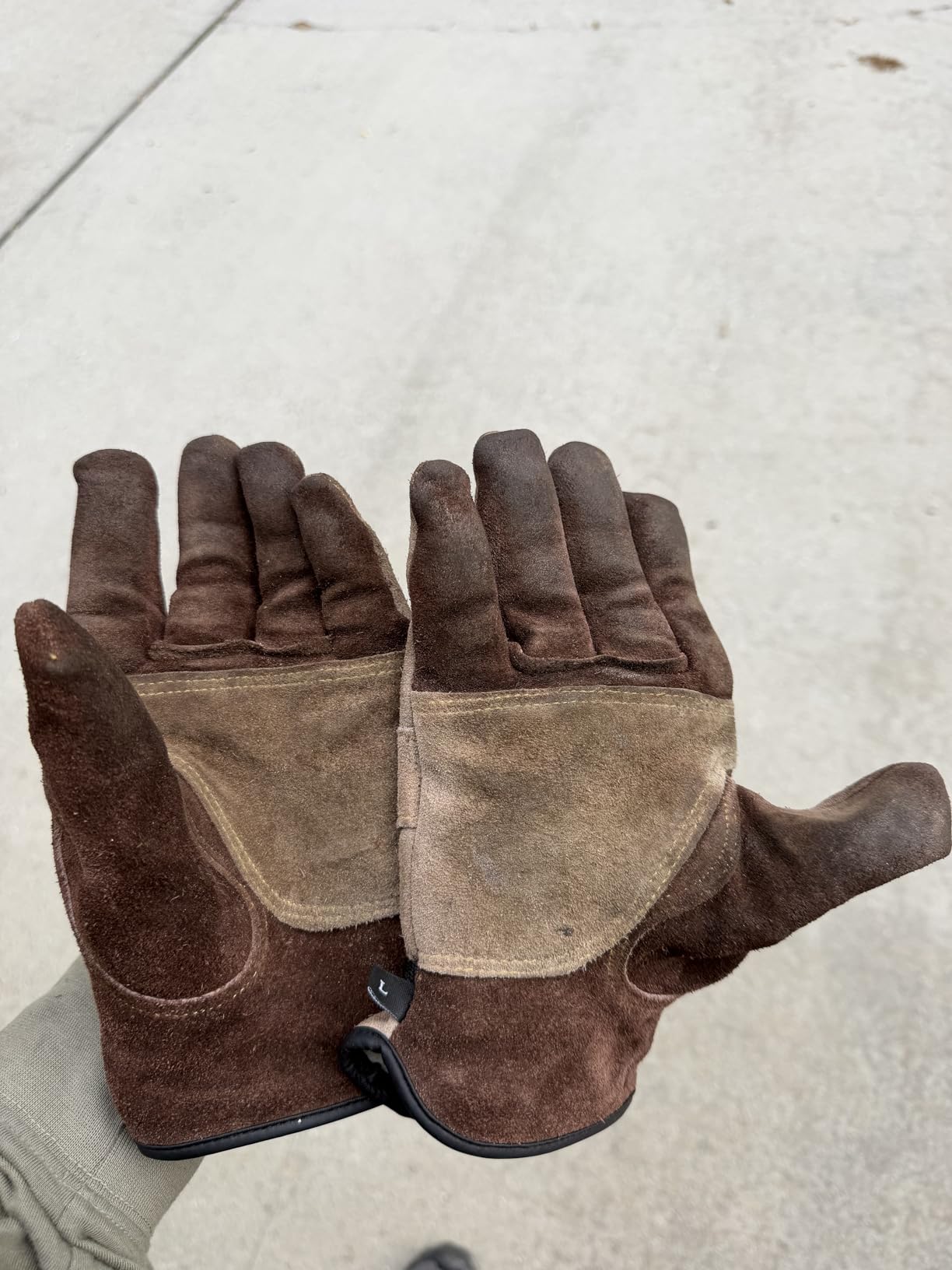 WZQH Leather Work Gloves for Men or Women, Gardening, Welding, Coffee-grey L, Cowhide, Soft Lining, Utility, Firm Grip, Durable, Large customer photo 1