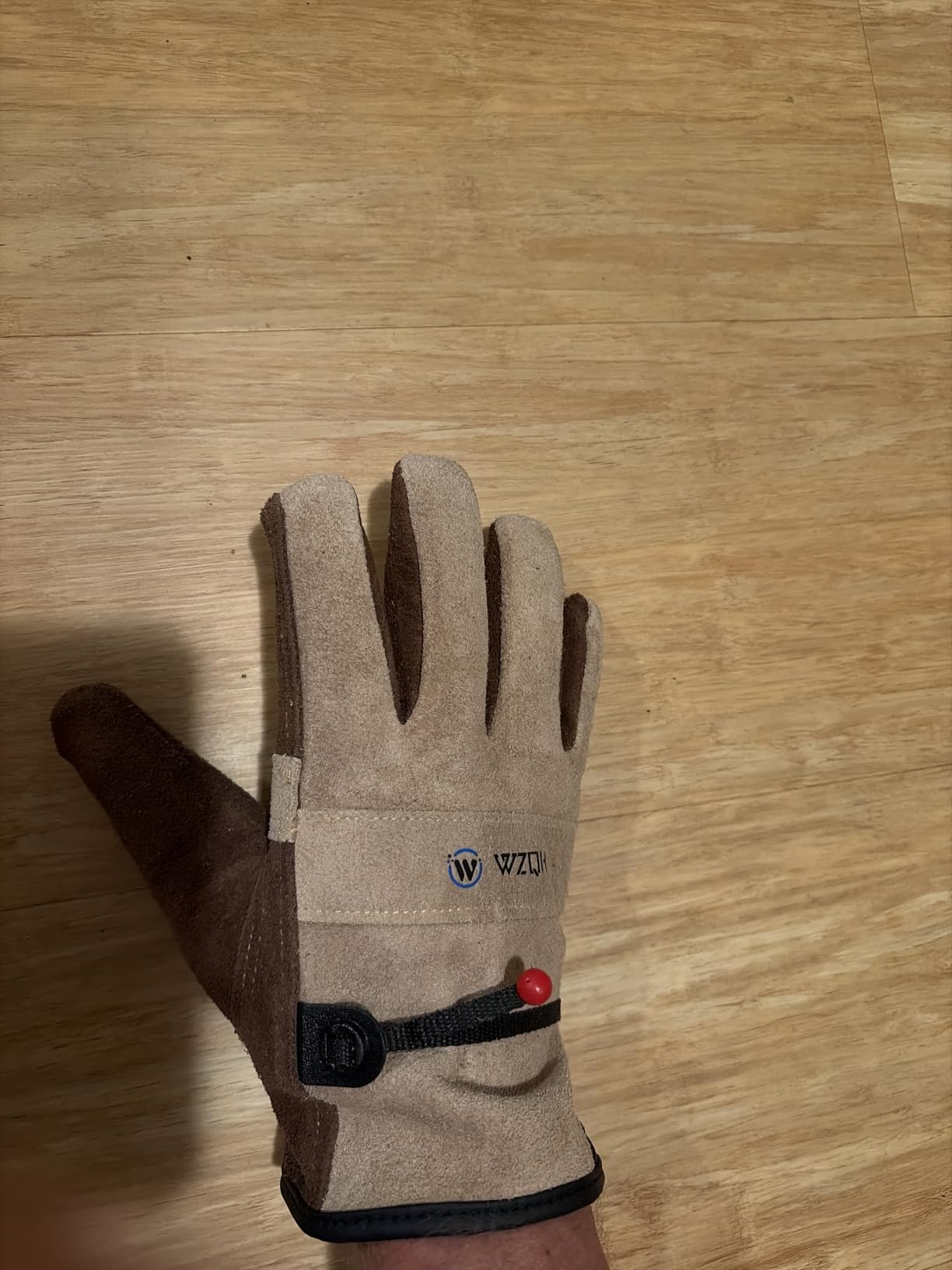 WZQH Leather Work Gloves for Men or Women, Gardening, Welding, Coffee-grey L, Cowhide, Soft Lining, Utility, Firm Grip, Durable, Large customer photo 2