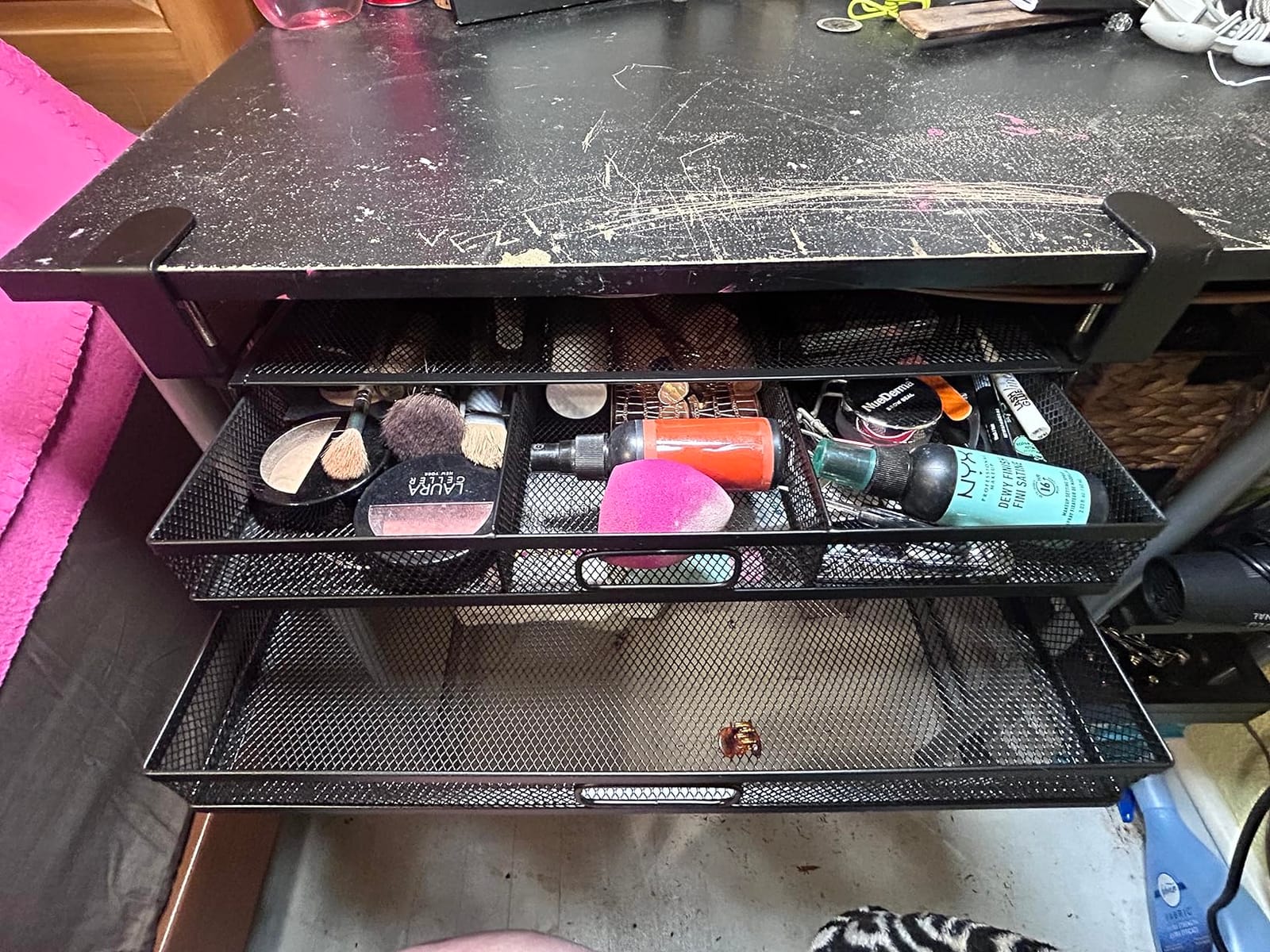 Homeify Under Desk Drawer Organizer Clamp-On, Mesh Metal Drawer Attachment, 2 Drawer Slide Out, On Or Under Desk Organizer For Office Supplies & Home Essentials (2 Drawers) customer photo 2