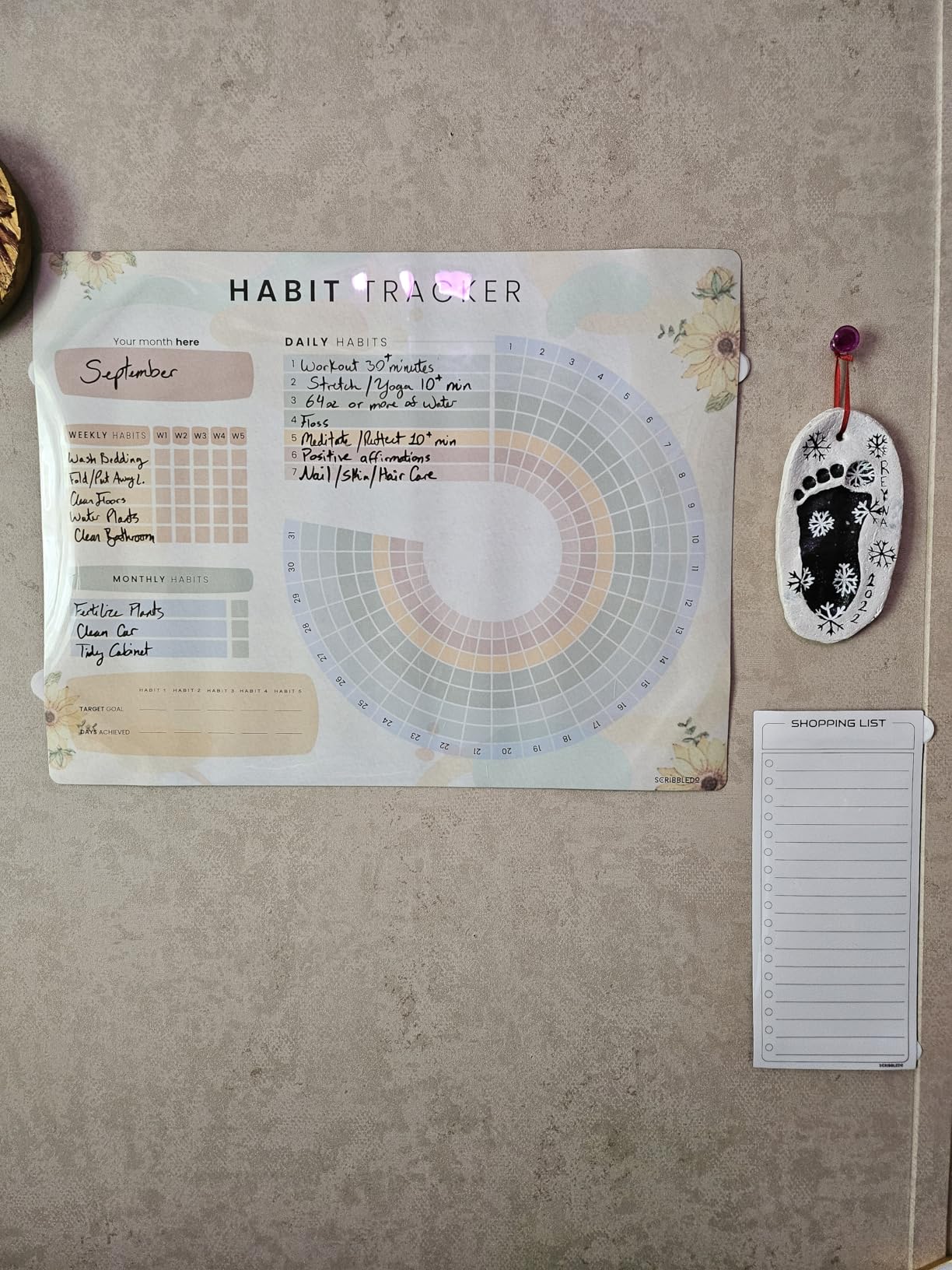 Habit Tracker Journal Workout Motivation Fridge Calendar Dry Erase 13