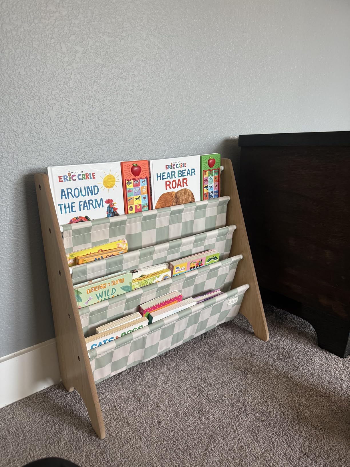 3 Sprouts Recycled Kids Bookshelf, Holds 35 Books, 4-Tier, Cream | Space-saving bookshelf, Children's room, Toddler bookcase organizer, Ages 3+, Book/toy storage, Front-facing, Covers visible customer photo 2