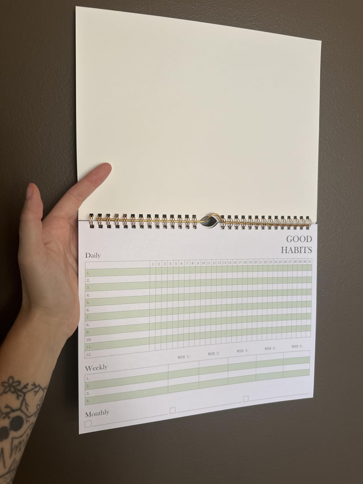 Habit Tracker Journal - Undated Weekly & Monthly Planner with Spiral Binding 12 Months, 8.5