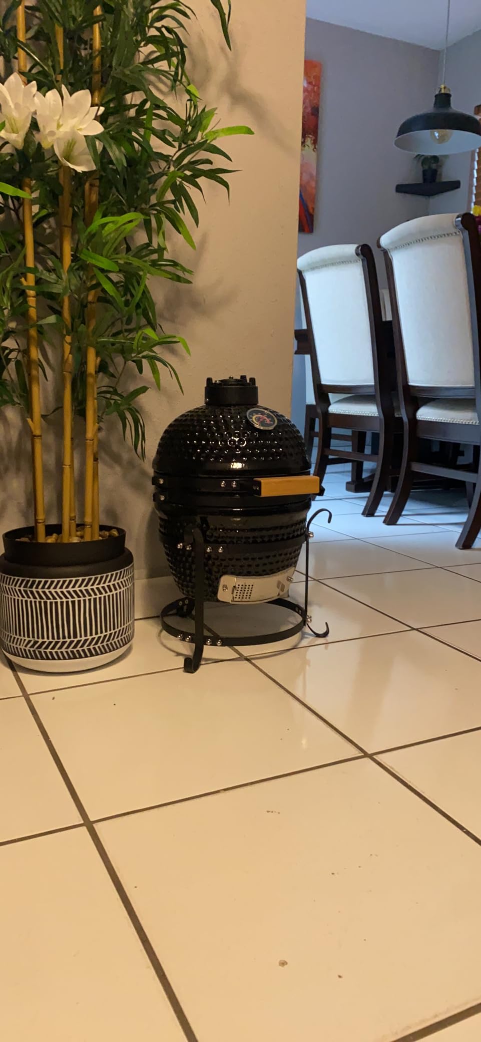 Vasitelan 13 inch Portable Ceramics Charcoal Grill, Kamado BBQ Charcoal Grill (Style 2-Black) customer photo 1