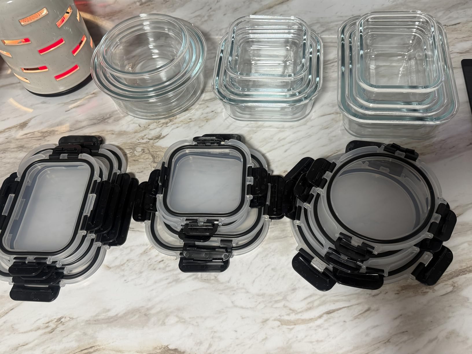 Magic Mill Premium Borosilicate Glass Food Storage Containers with lids Set | 24pc Sets with 12 Bowls & 12 Airtight Locking Lids for Lunch & Meal Prep, Safe for Oven, Freezer, Dishwasher, BPA-Free customer photo 1