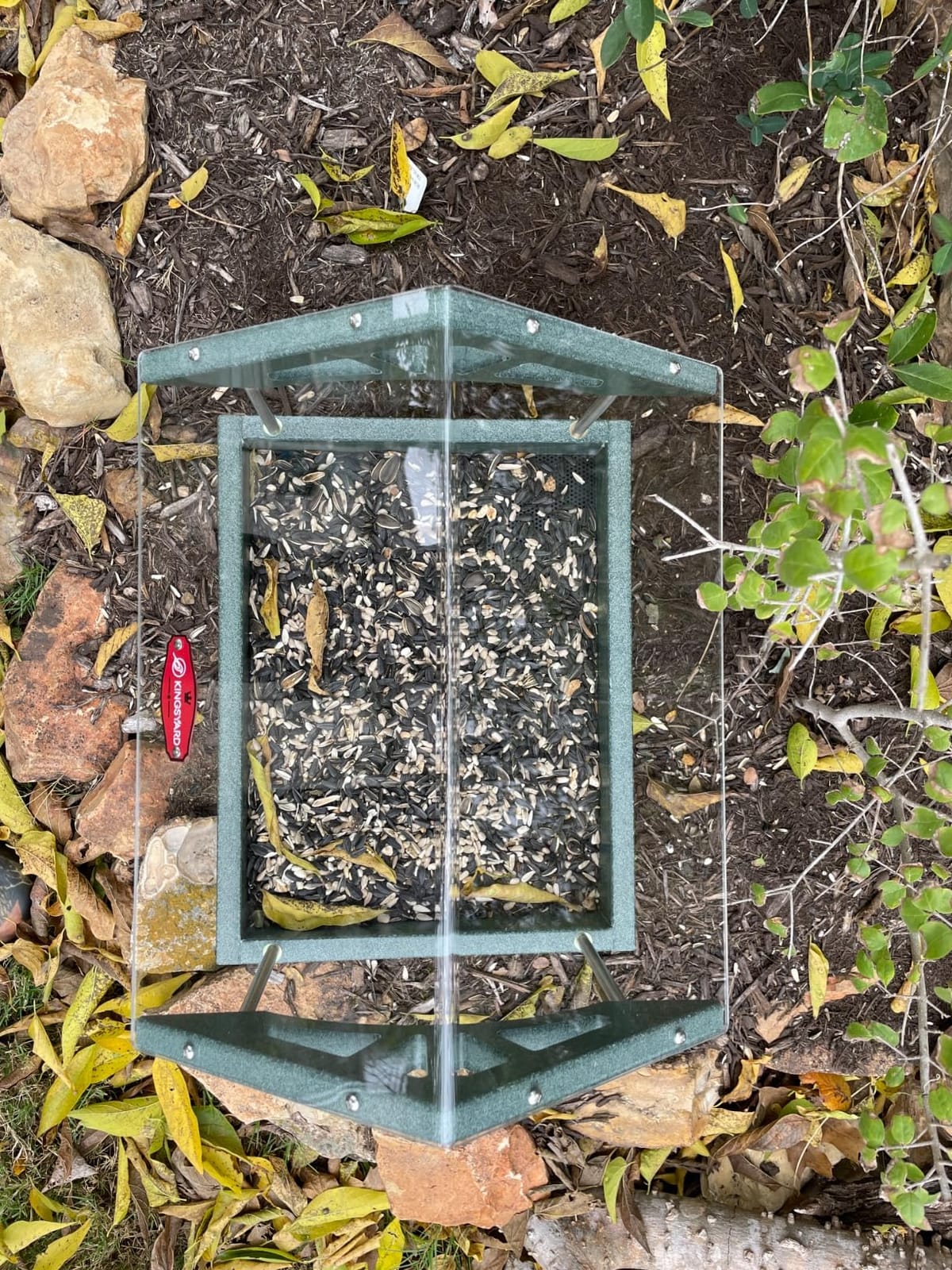 Kingsyard Covered Platform Ground Bird Feeder for Outdoors, Brown | Rain-Resistant Roof, Weather-Resistant Recycled Poly Lumber, Metal Mesh Bottom, Foldable Legs, Tool-Free Assembly customer photo 1