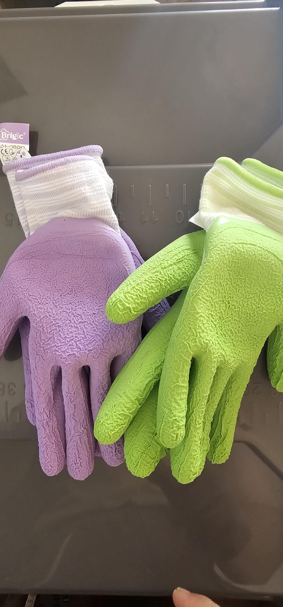 Gardening Gloves, Bamboo Fiber, Touch, Breathable, Rubber Coated, Green & Purple, S to XL customer photo 2
