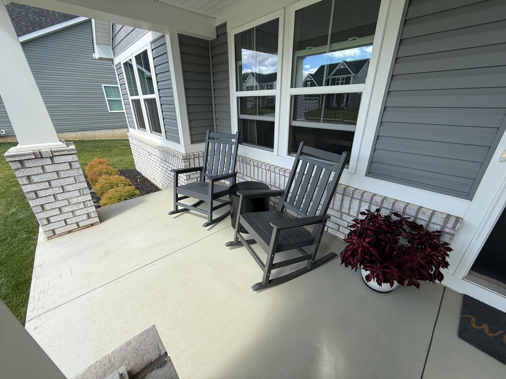 SERWALL Outdoor Rocking Chair Set of 2, HDPE Rocking Chairs for Adult, 21.1