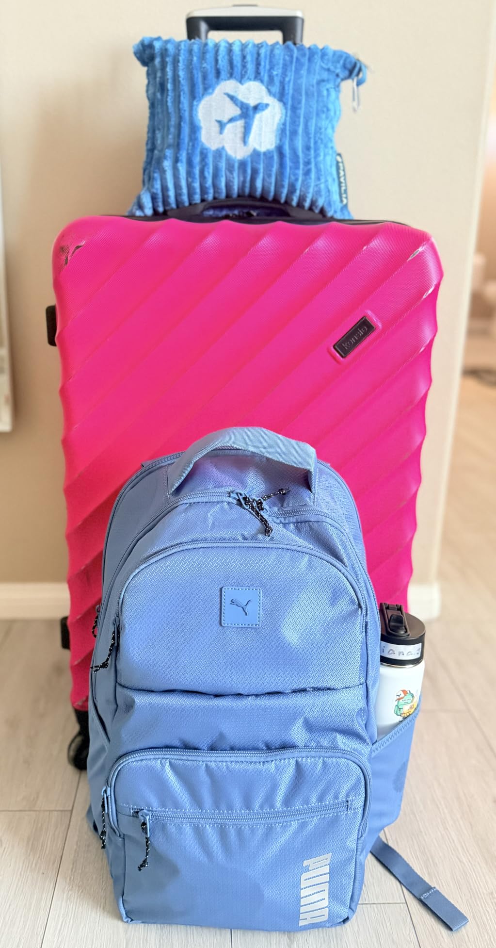 PAVILIA Travel Blanket Pillow, Soft Ribbed Fleece Airplane Blanket, Blue | 65x40, Compact Packable Plane Throw with Bag, Luggage Strap and Back Pocket, Cozy Flight Essentials Travelers Camping Gift customer photo 2