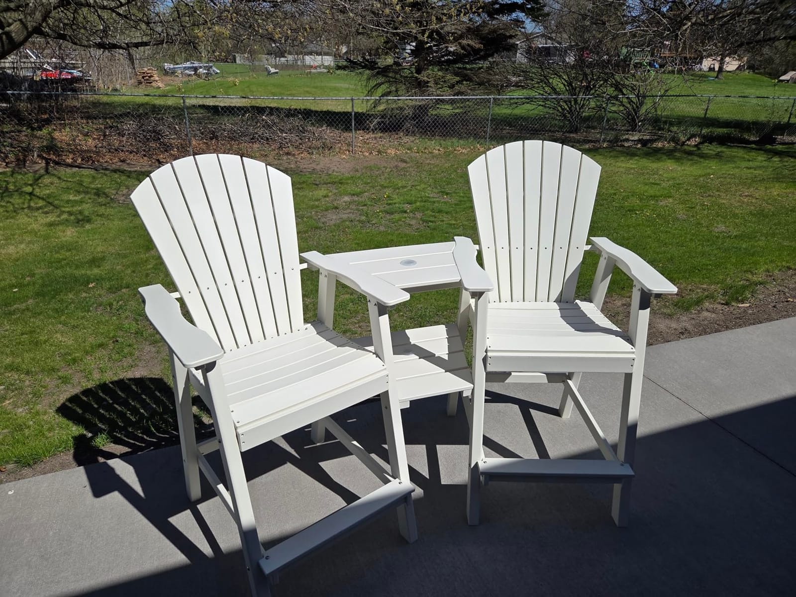 Tall Adirondack Chairs Set of 2 with Double Connecting Trays, All Weather HDPE Bar Height Adirondack Chair - Grey customer photo 2
