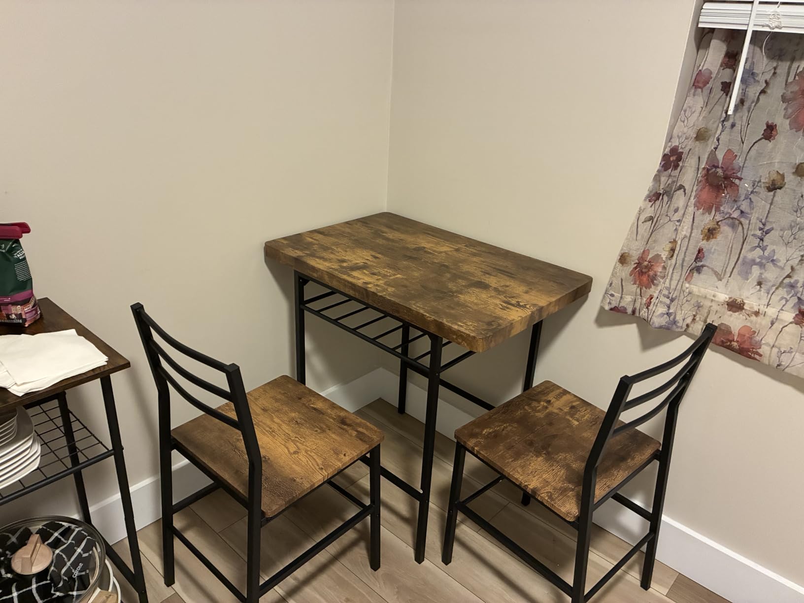 Best Choice Products 3-Piece Modern Dining Set, Space Saving Dinette for Kitchen, Dining Room, Small Space w/Steel Frame, Built-in Storage Rack - Medium Brown/Black customer photo 2