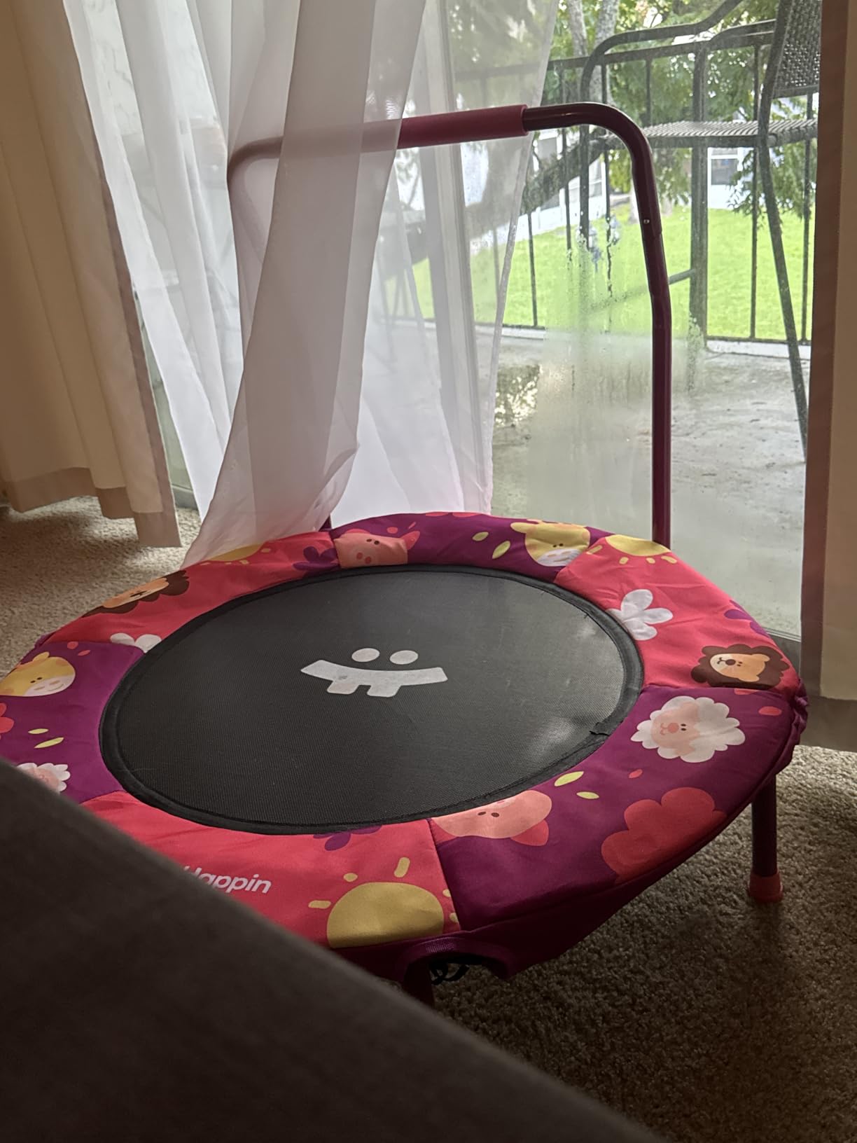 Happin 36'' Toddler Trampoline Indoor, Foldable Mini Trampoline for Kids Ages 2-6, ASTM Certified, Adjustable Handle, Safety Pad for Indoor & Outdoor, Baby Trampolines, for Boy & Girl customer photo 2
