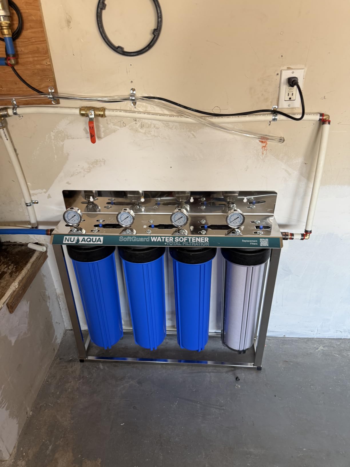 NU Aqua 3-Stage Main Line Whole House Water Filter System - 20