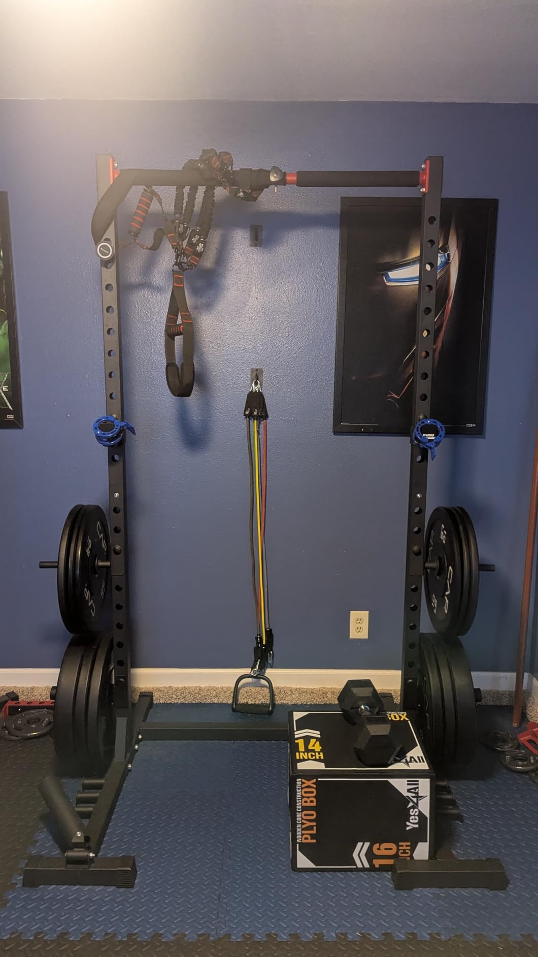 FLYBIRD SR1 Squat Rack, Adjustable Power Rack for 6FT/7FT Barbells, Squat Rack for Home Gyms with Pull-Up Bar, 22 Adjustment Positions, J-Hooks and Safety Spotter Arms, 110/180LBS Home Package customer photo 1