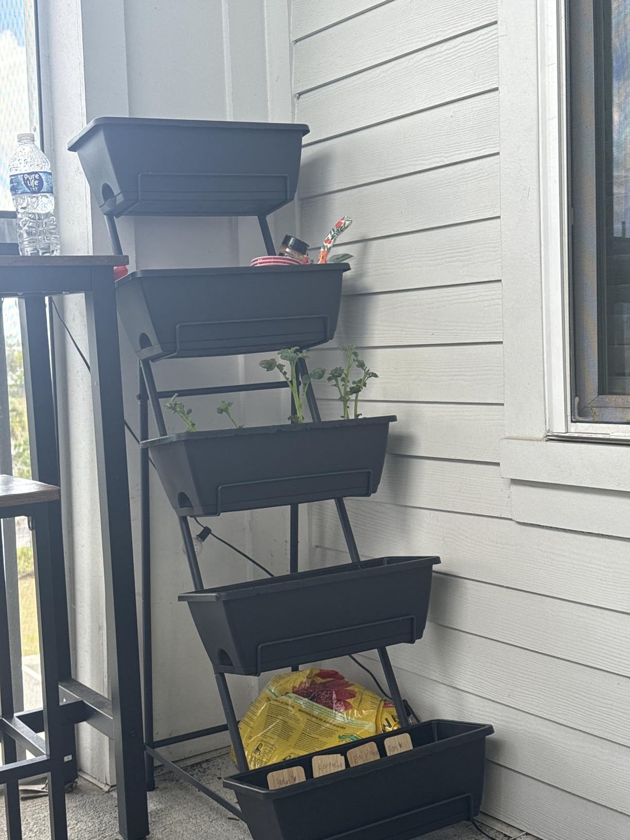 5 Tier Vertical Raised Garden Bed Planter Box, Vertical Raised Bed with Drainage Holes for Indoor Outdoor Herbs Flowers Vegetables Plants, Black customer photo 2