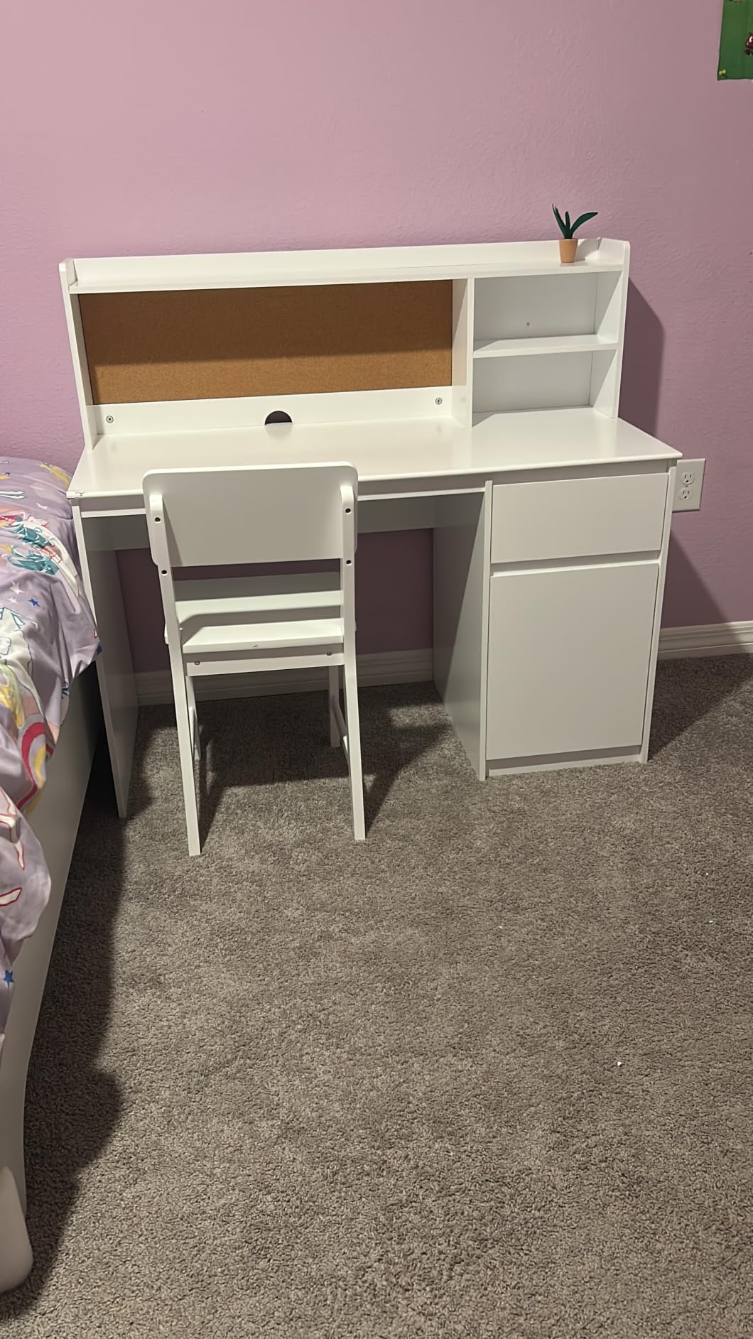UTEX Kids Study Desk with Chair, Kids Desk and Chair Sets with Hutch for 5-12, Wooden Children Study Table, Student Writing Table Computer Workstation customer photo 1