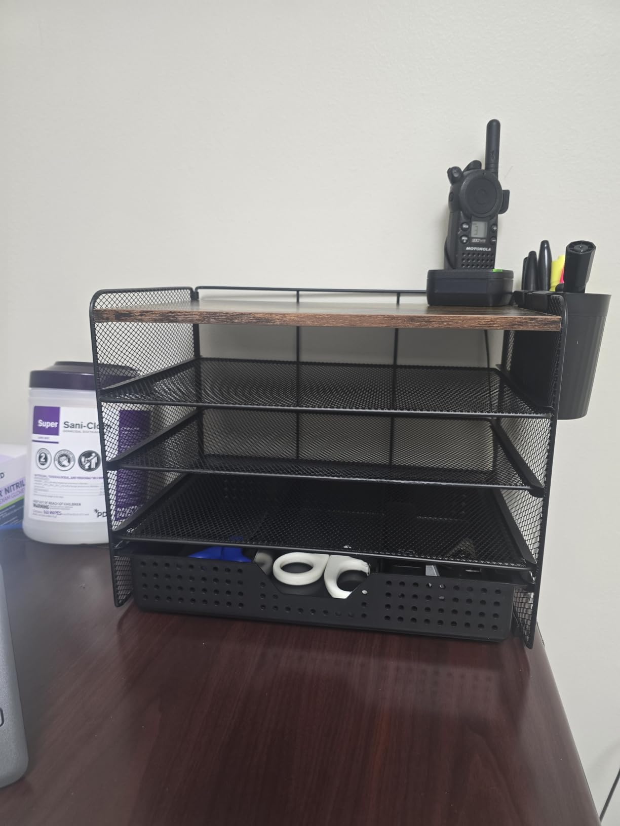 LEKETREE Desk Organizers and Accessories, 5-Tier Paper Letter Tray Organizer with File Holder, Desktop Organizer for Office Supplies (Black) customer photo 1