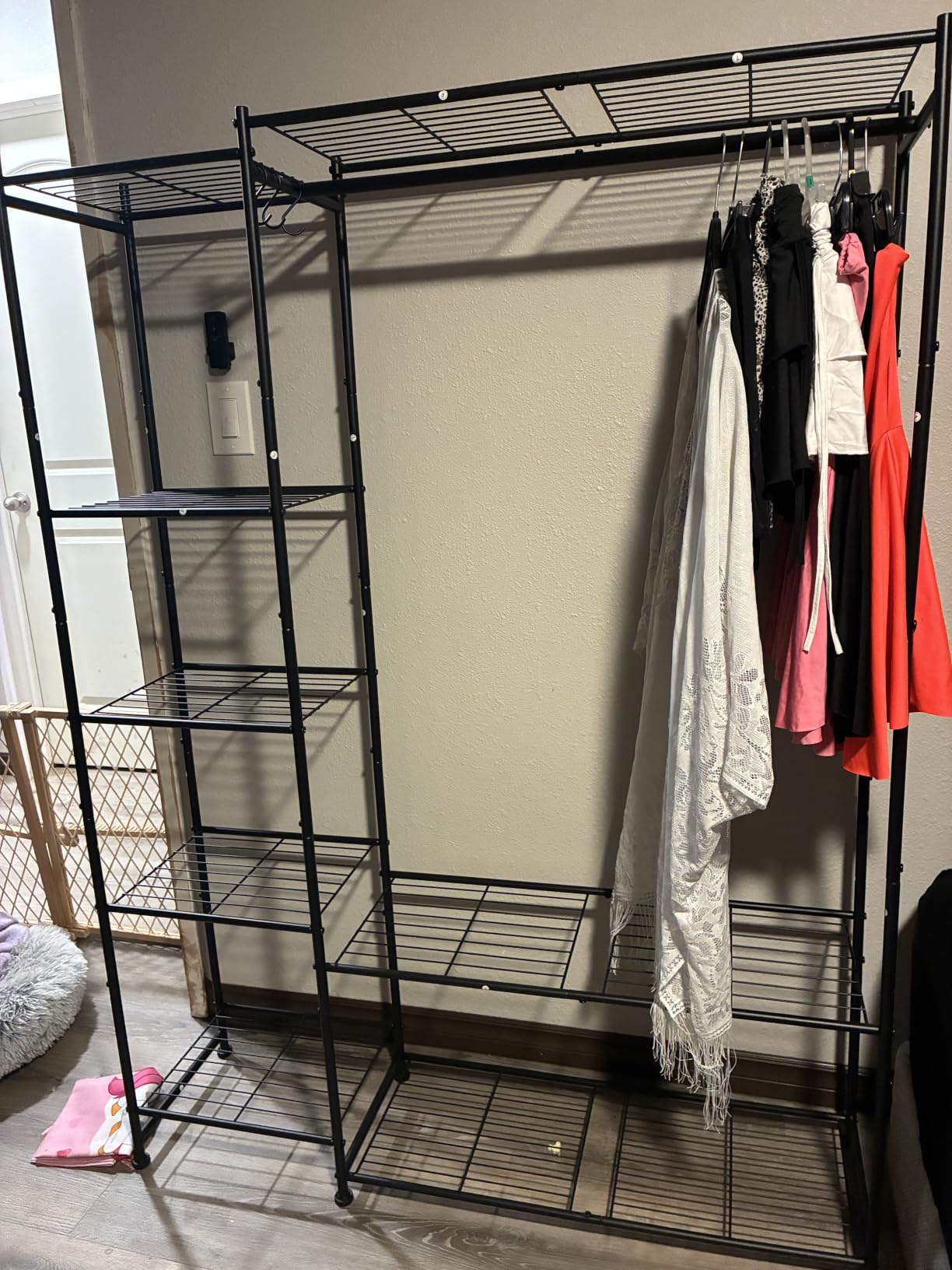 HOMIDEC Wardrobe Closet,Portable Clothes Rack with 4 Tiers Shelves customer photo 1