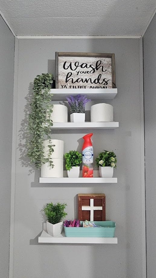 35.4-Inch Black Floating Shelves for Wall Storage Set of 4 - Modern Minimalist Picture Ledge Shelf Wall Decor for Kitchen, Bedroom, Bathroom, and Living Room, Large Floating Shelves customer photo 1