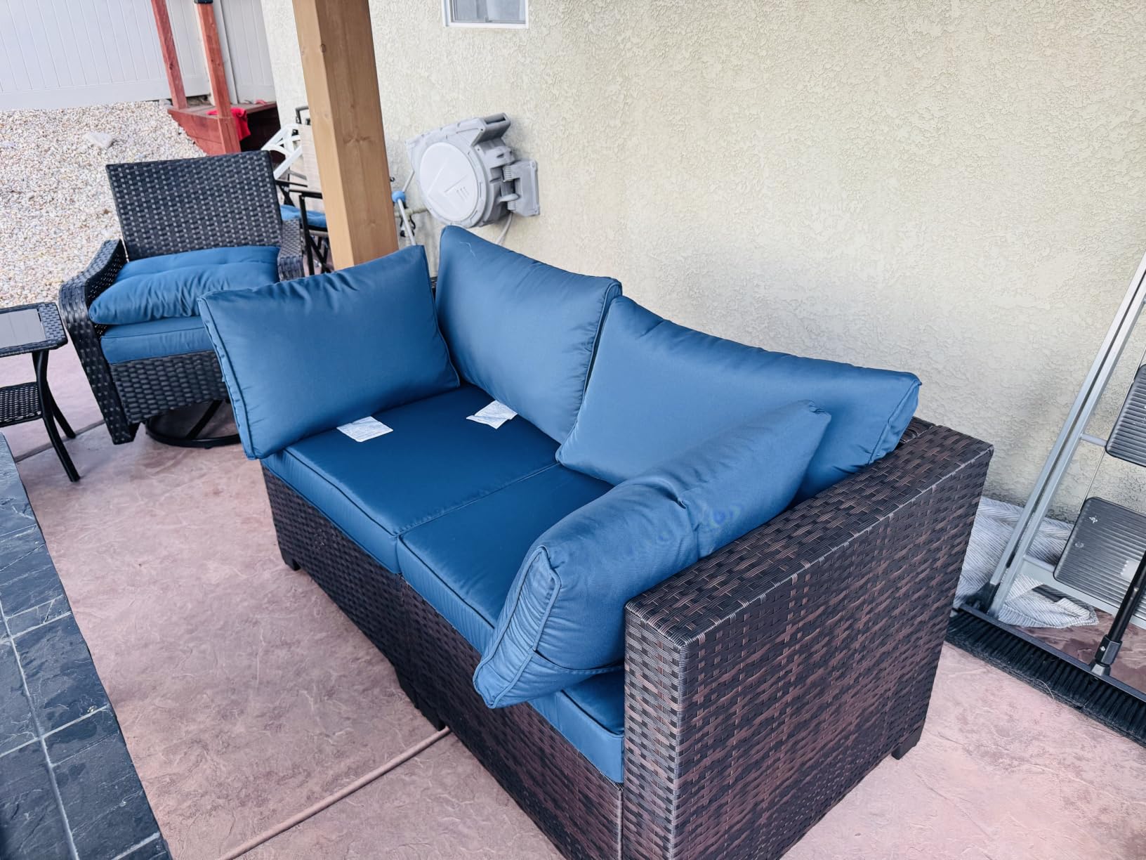 6PCS Outdoor Patio Furniture Set PE Wicker Rattan Sectional Sofa | Patio Conversation Set with 4