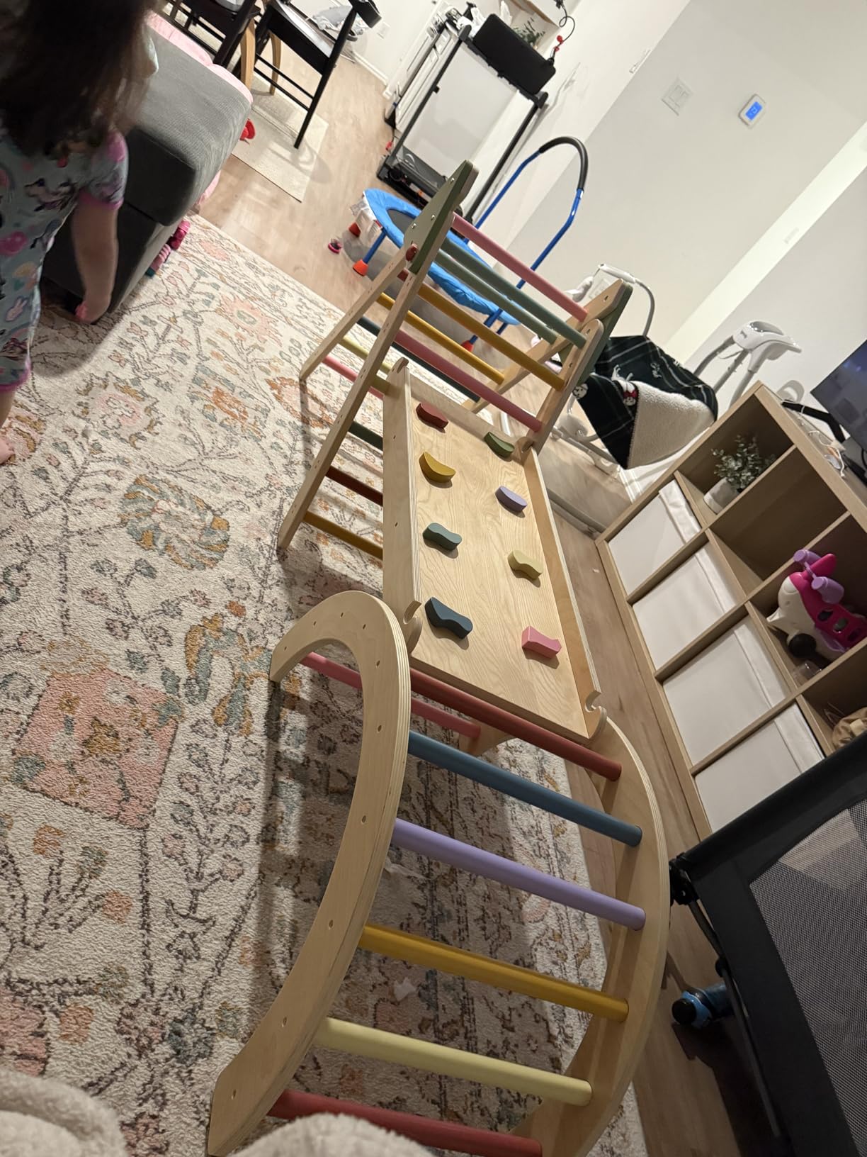LOL-FUN Pikler Triangle Set with Slide for Toddler 1-3, Montessori Climbing Toys for 1 Year Old, Toddler Climbing Toys Indoor Pickler Climbing Set, Foldable Wooden Climber Jungle Gym for Kids customer photo 2