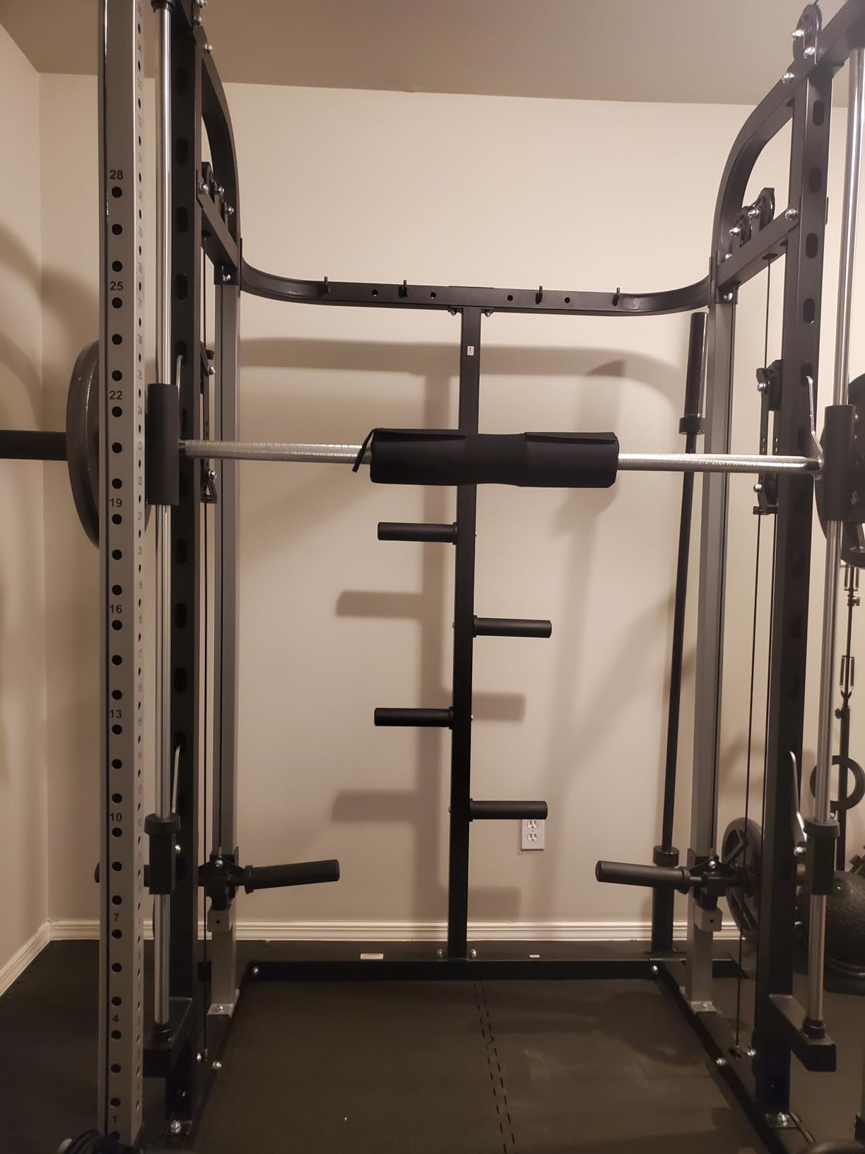 Smith Machine, Multifunctional Power Cage Rack with Smith Bar and Cable Pulley System, and LAT Pull Down Machine for Home Gym customer photo 2