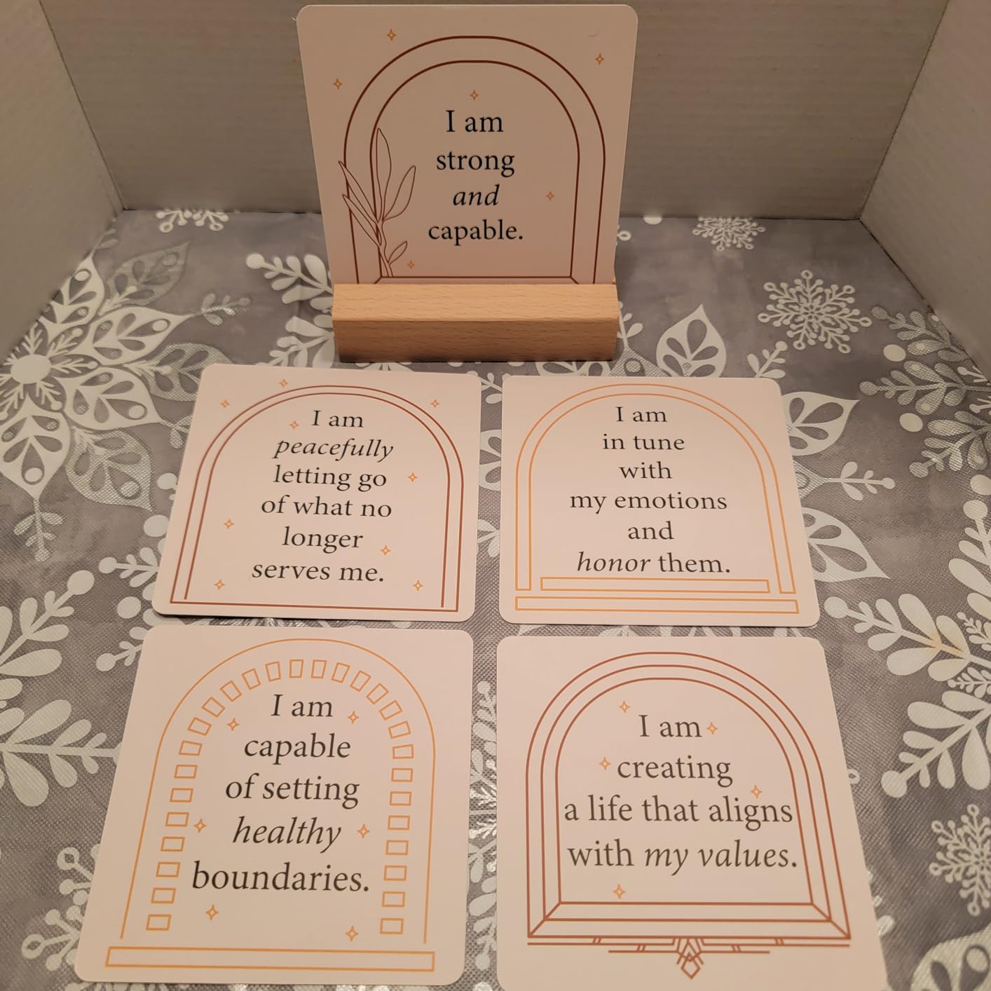 I Am Positive Affirmation Cards | 52 Decor Cards with Wooden Stand | Inspirational Cards with Soothing Colors to Display on Vision Boards | Giftable Affirmations customer photo 2