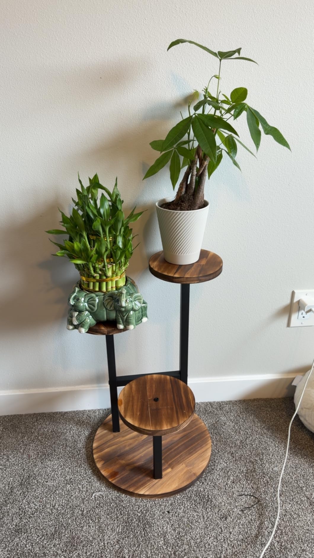 3 Tier Plant Stand Indoor | Metal Wood Plant Stands For Indoor Plants Multiple, Corner Tiered Flower Plants Shelf Stand for Living Room Bedroom, Brown customer photo 1