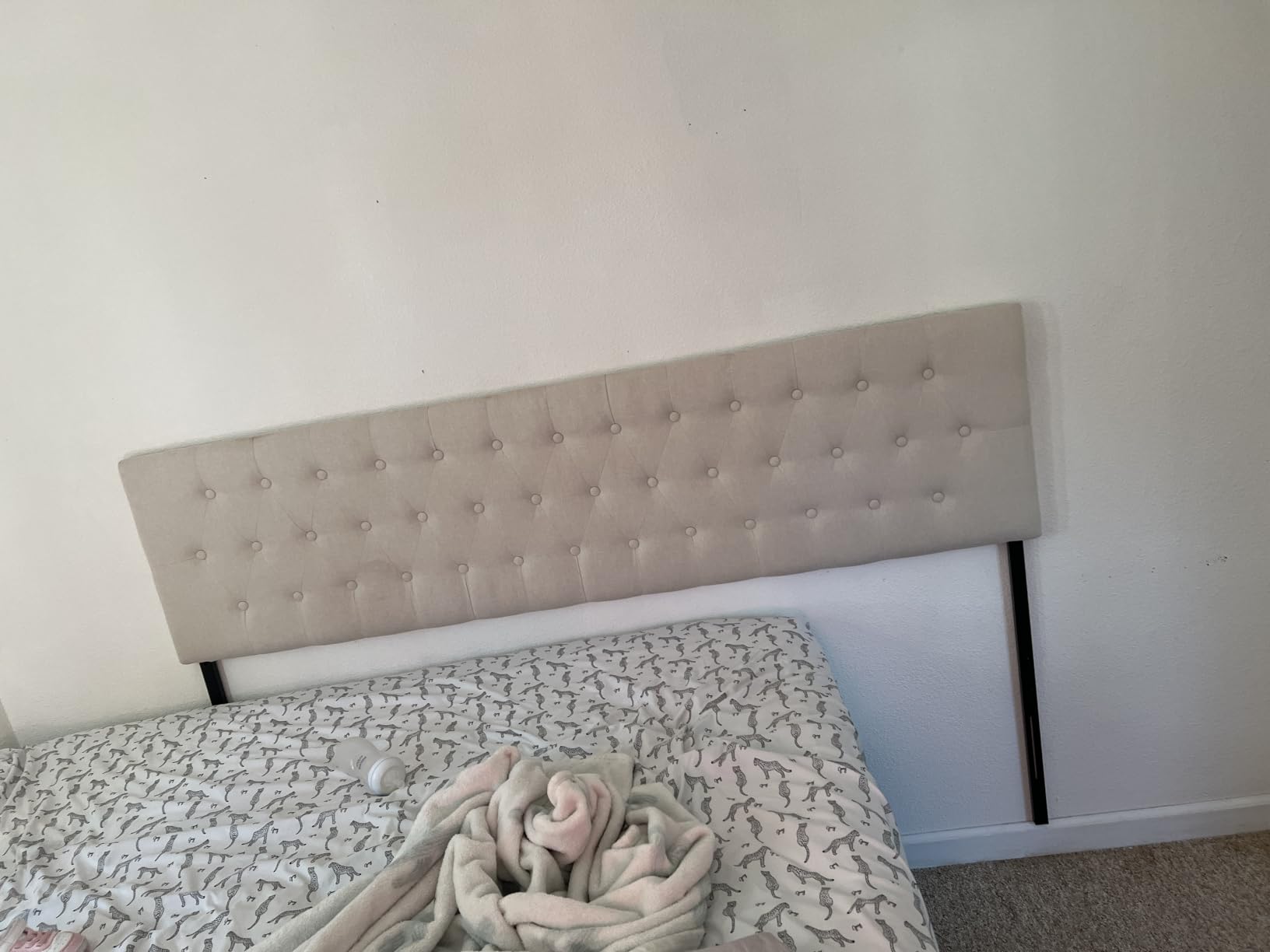 Huatean Home Tufted Upholstered Headboard Queen Size, Solid Wood Head Board with Durable Metal Legs, Adjustable Height Bed headboard from 37