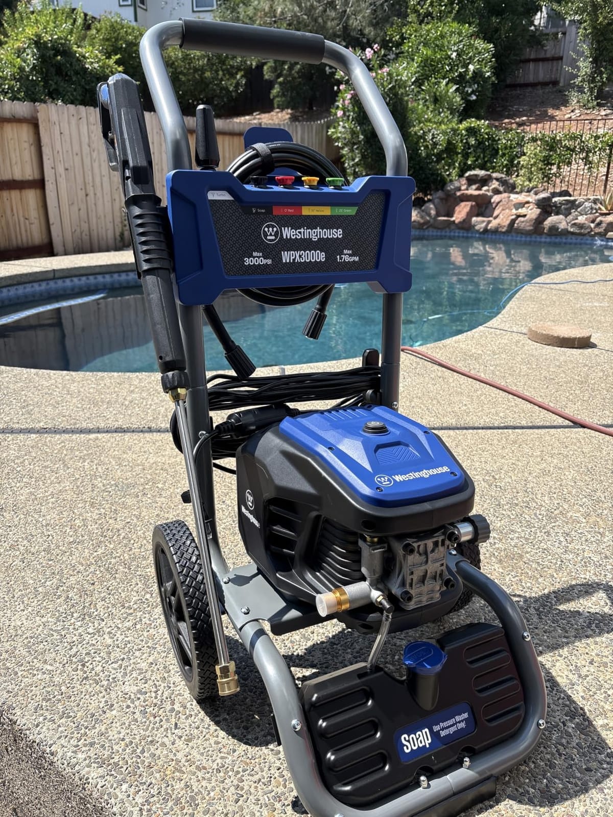 Westinghouse WPX3000e Electric Pressure Washer, 3000 Max PSI and 1.76 Max GPM, Induction Motor, Onboard Soap Tank, Spray Gun and Wand, 5 Nozzle Set, for Cars/Fences/Driveways/Homes/Patios/Furniture customer photo 1
