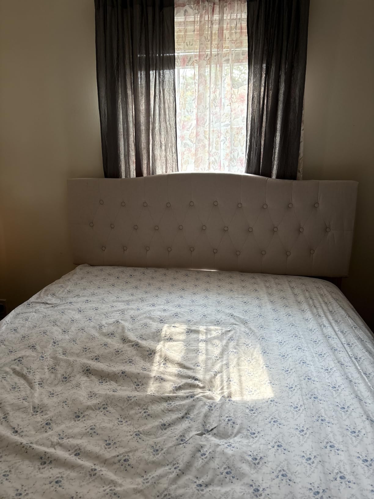 Tufted Headboard Queen Size, Solid Wood Adjustable Height Head Board, Beige | Upholstered Queen Headboard Only with Durable Solid Wood Legs customer photo 2
