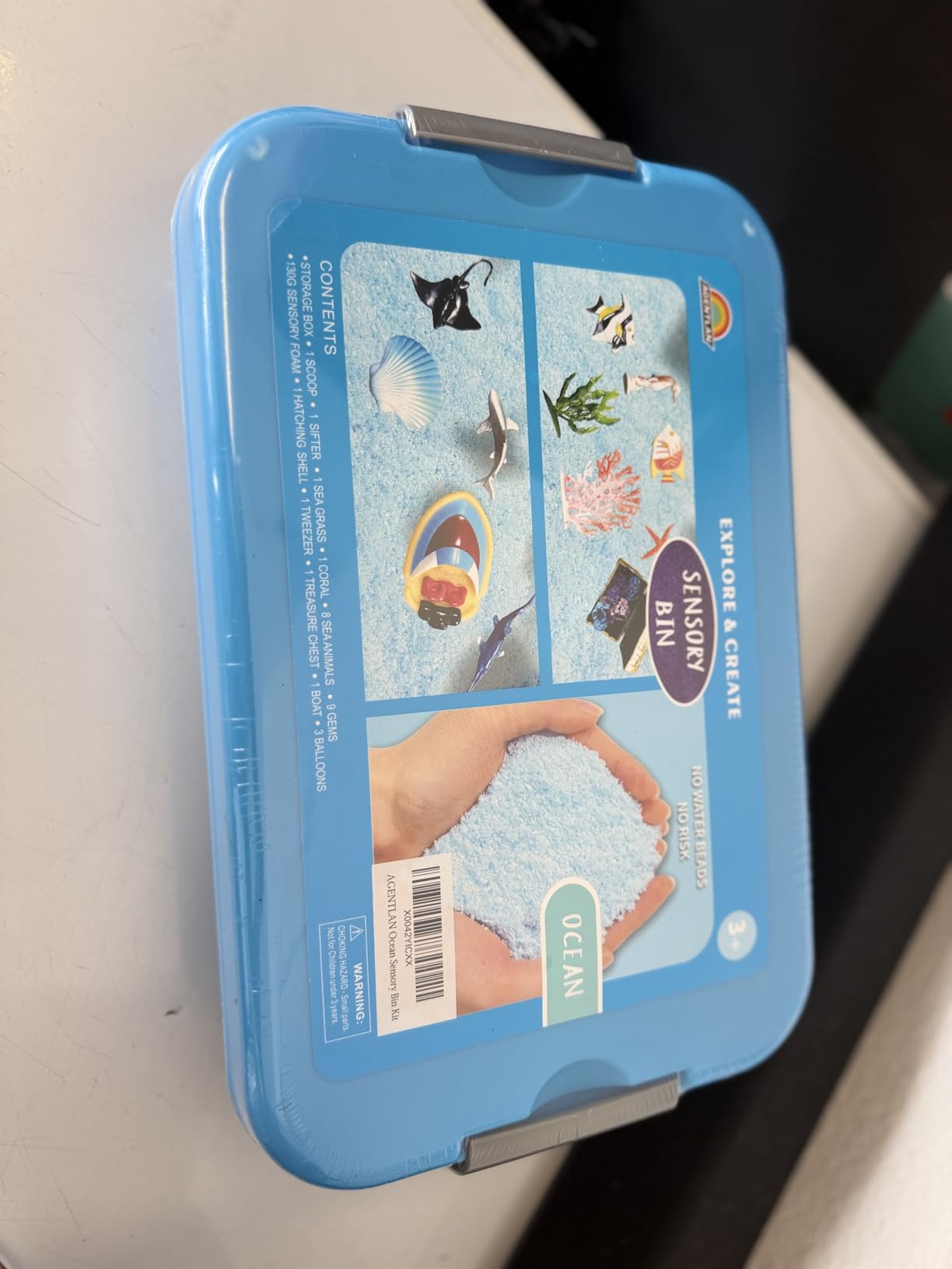 Ocean Sensory Bin with Sensory Sand, Ocean Toys for Kids | Sand Kit with sea animals, Sea sand box sensory kit, Gift for toddlers ages 3+ customer photo 2
