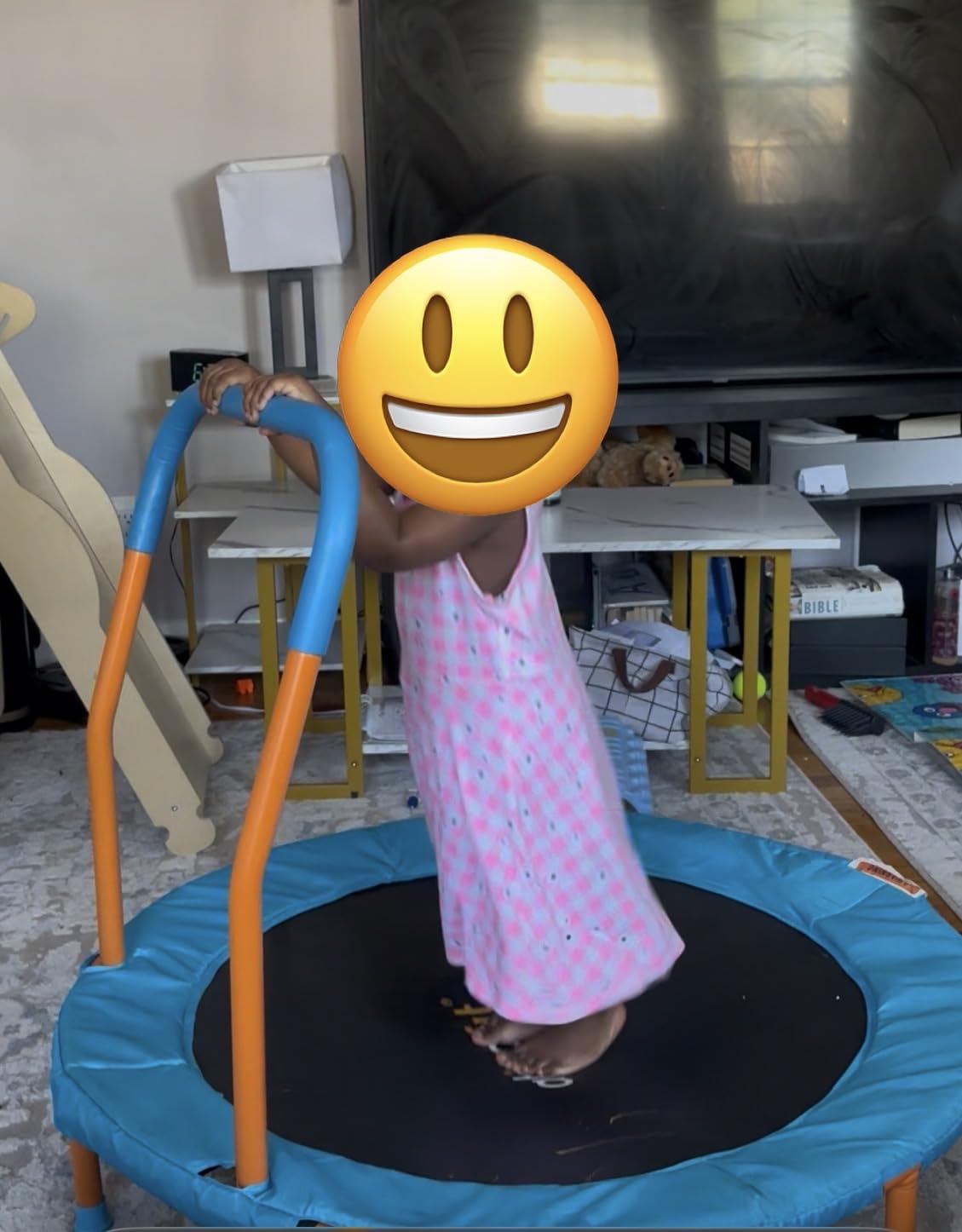 ATIVAFIT 36-Inch Toddler Trampoline with Foam Handle, Foldable Indoor Outdoor Mini Rebounder for Kids Ages 2-6 customer photo 1