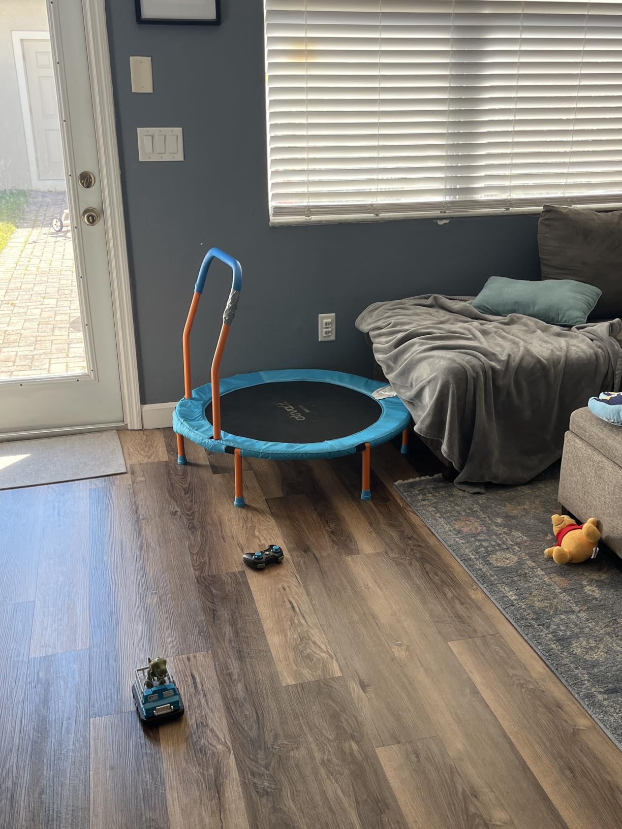ATIVAFIT 36-Inch Toddler Trampoline with Foam Handle, Foldable Indoor Outdoor Mini Rebounder for Kids Ages 2-6 customer photo 2