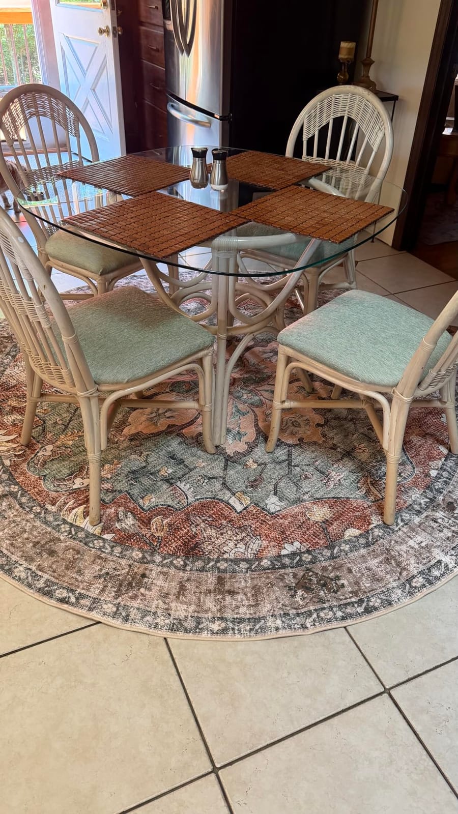 RELEANY Area Rugs 8'x10' Washable Non-Slip, Floral Vintage Distress Medallion Carpet for Living Room Bedroom Dining Room, Terracotta Burnt Orange Green customer photo 2