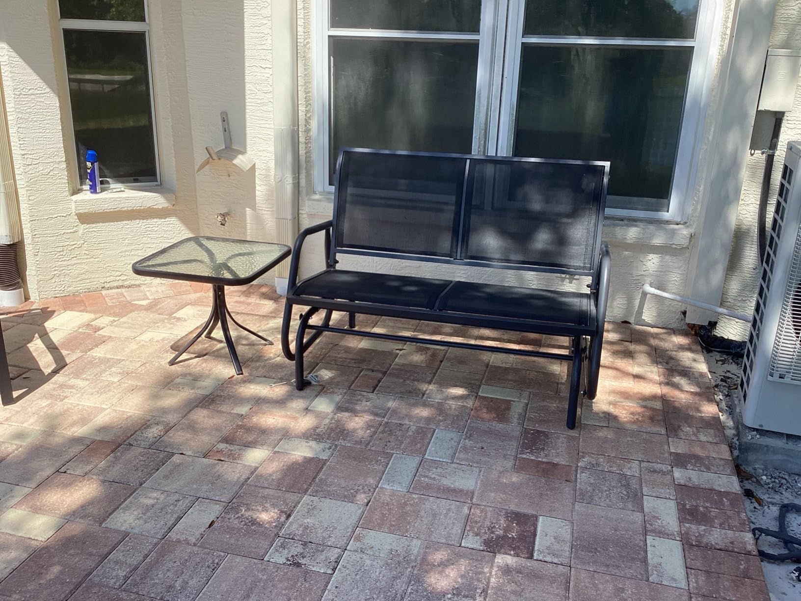 Outsunny 2-Person Outdoor Glider Bench, Patio Double Swing Rocking Chair Loveseat w/Powder Coated Steel Frame for Backyard Garden Porch, Light Mixed Brown customer photo 1