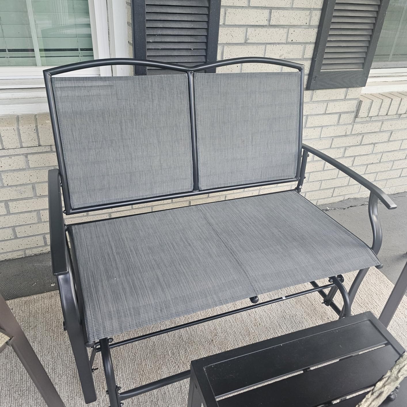 Best Choice Products 2-Person Outdoor Patio Swing Glider Steel Bench Loveseat Rocker for Deck, Porch w/Textilene Fabric, Steel Frame - Dark Gray customer photo 2