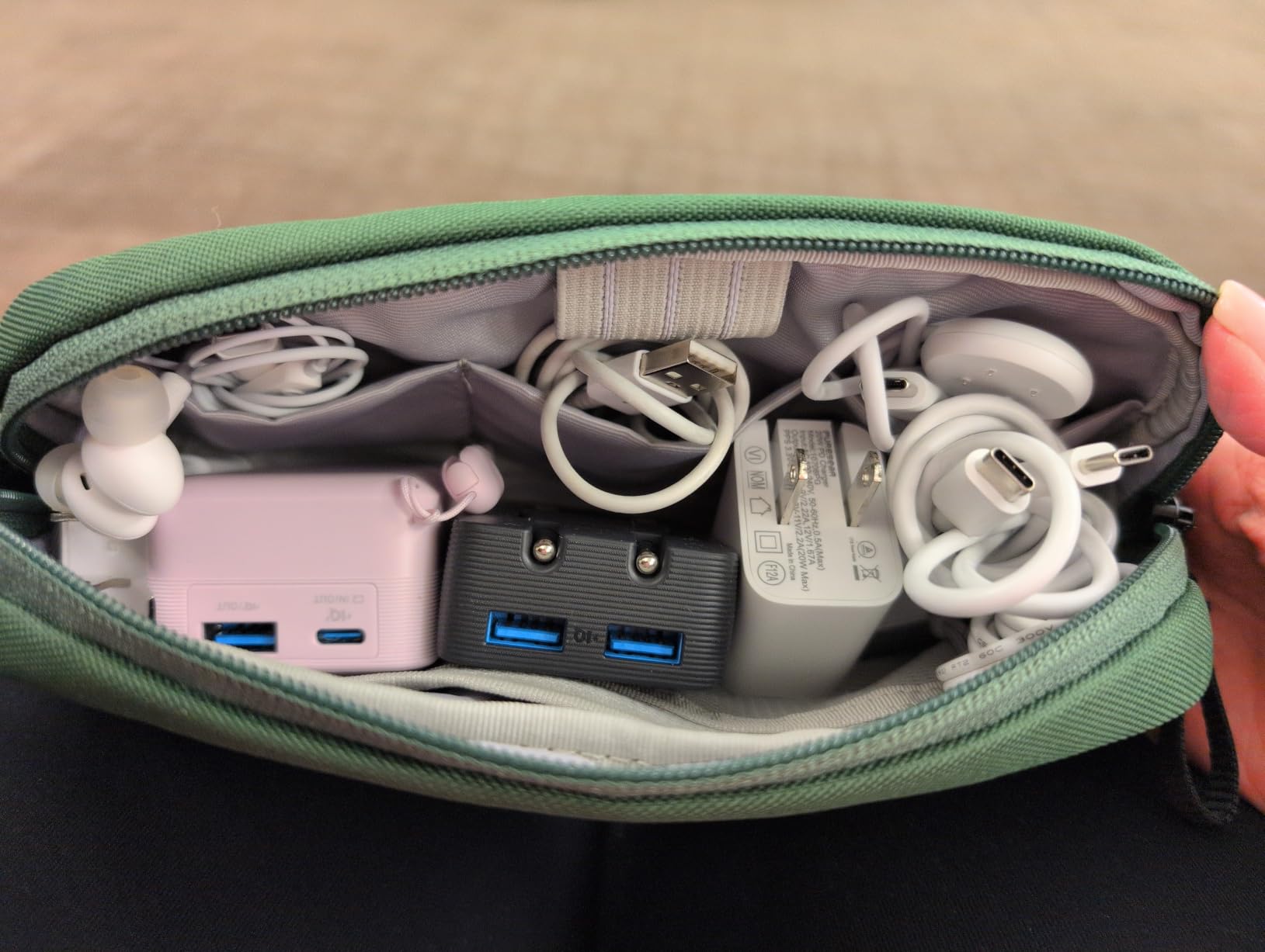 tomtoc Electronic Organizer Travel Case, Dual Compartment Tech Organization | Water Resistant Cable Pouch Storage Bag for Charger, Cord, Phone, Hard Drive, Power Bank, Accessories Travel Essentials customer photo 1